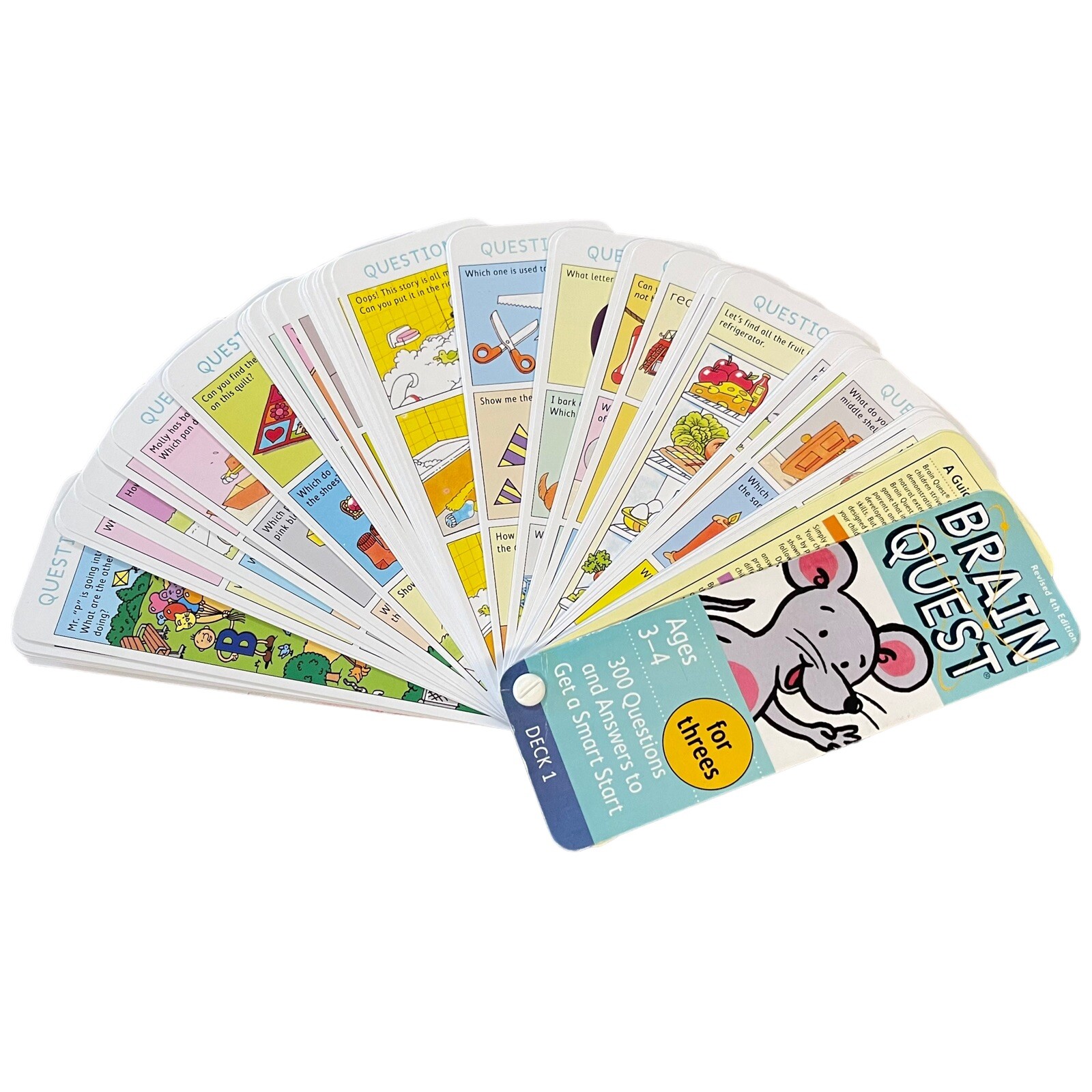 Brain Quest for Threes Revised 4th Edition 300 Questions Ages 3-4 Education Toy