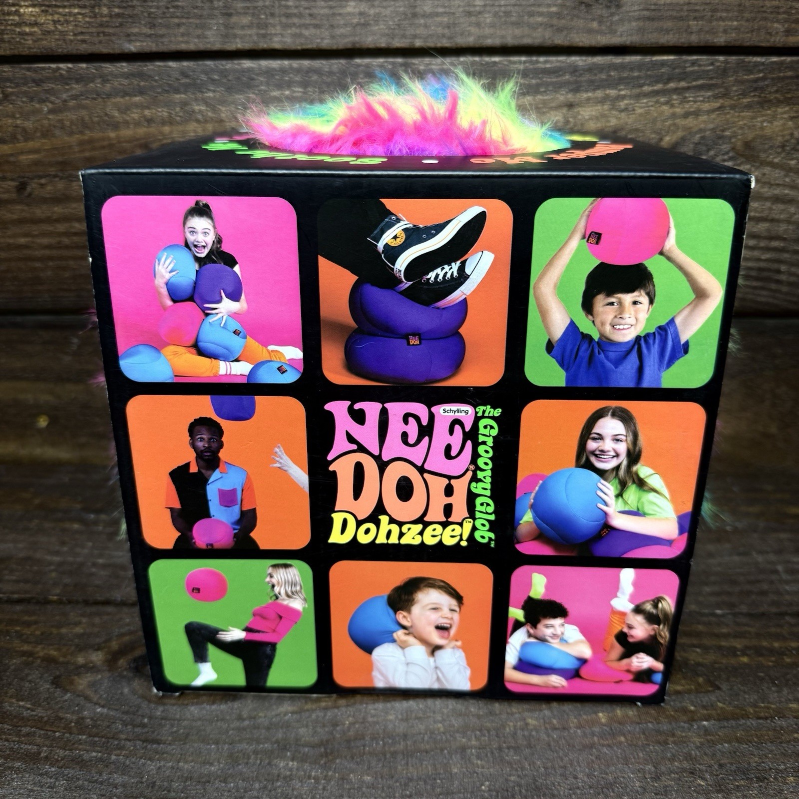 NEW Rare Needoh Dohzee Groovy Glob 7.5″ Furry Ball Pillow Rainbow Plush IN BOX