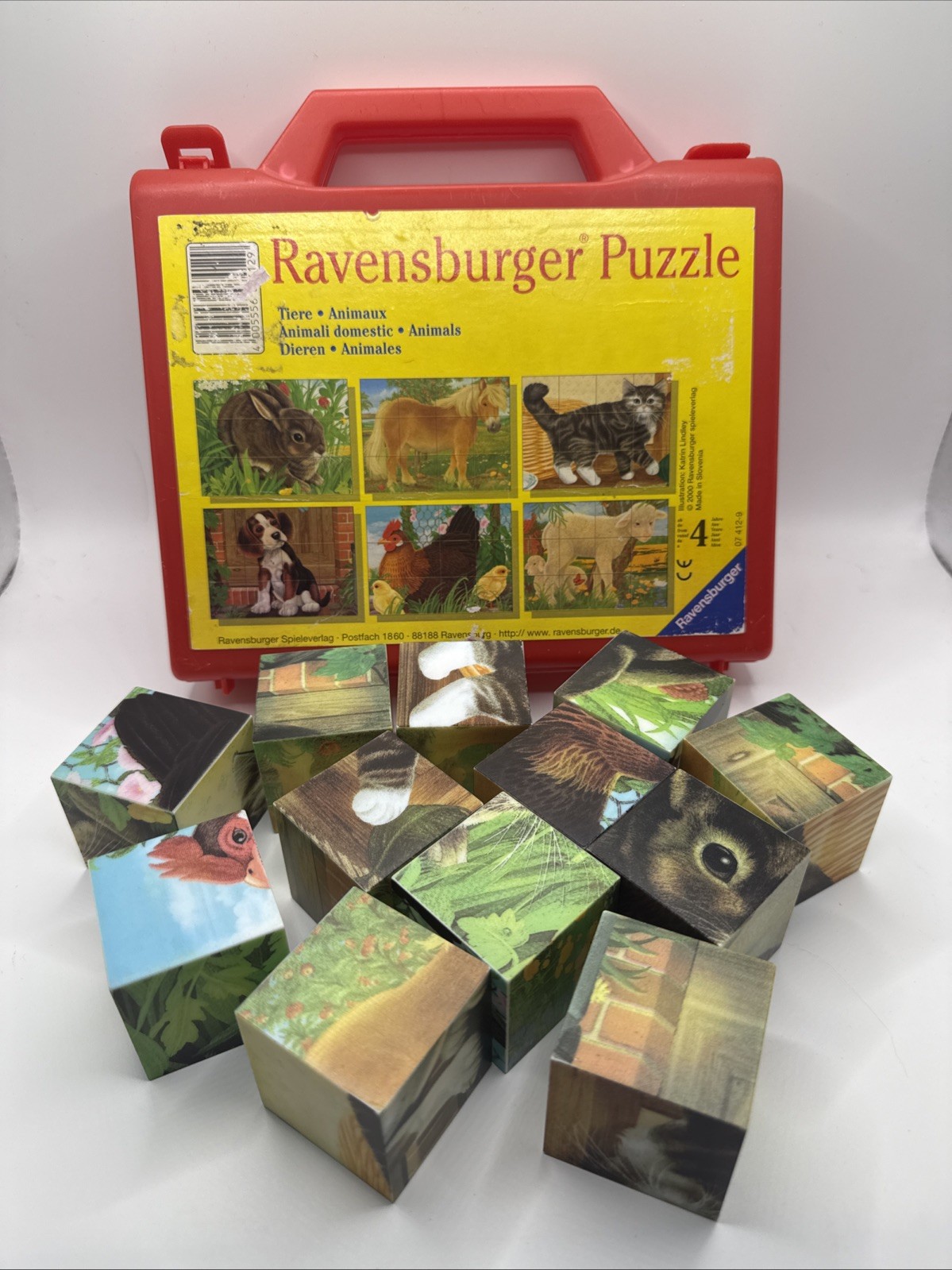 Ravensburger Farm Animals Six Sided Cube Blocks Puzzle With Carry Case 2006