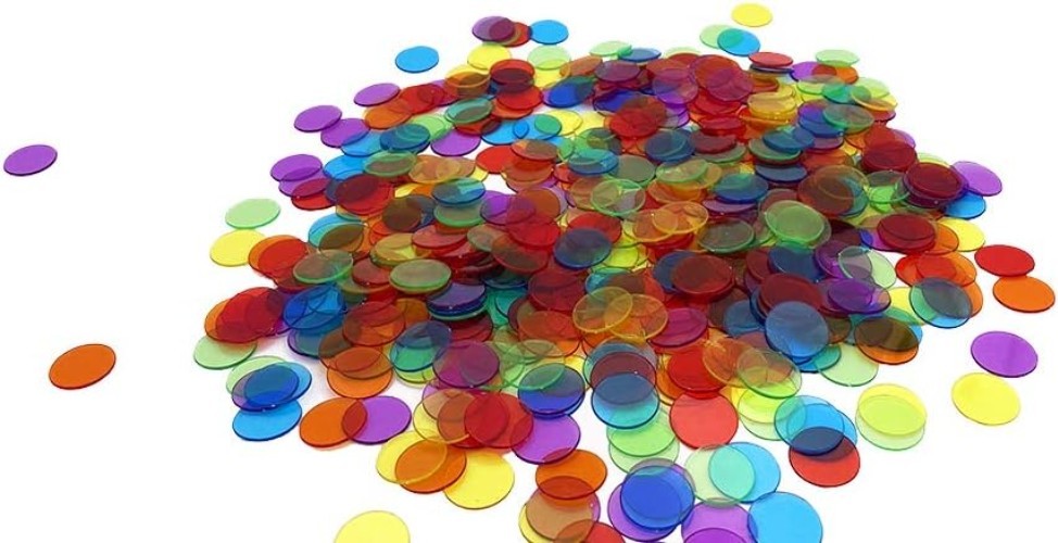 Bingo Counting Chips 3/4 Inch 6 Colors 500 Pack with Storage Bag