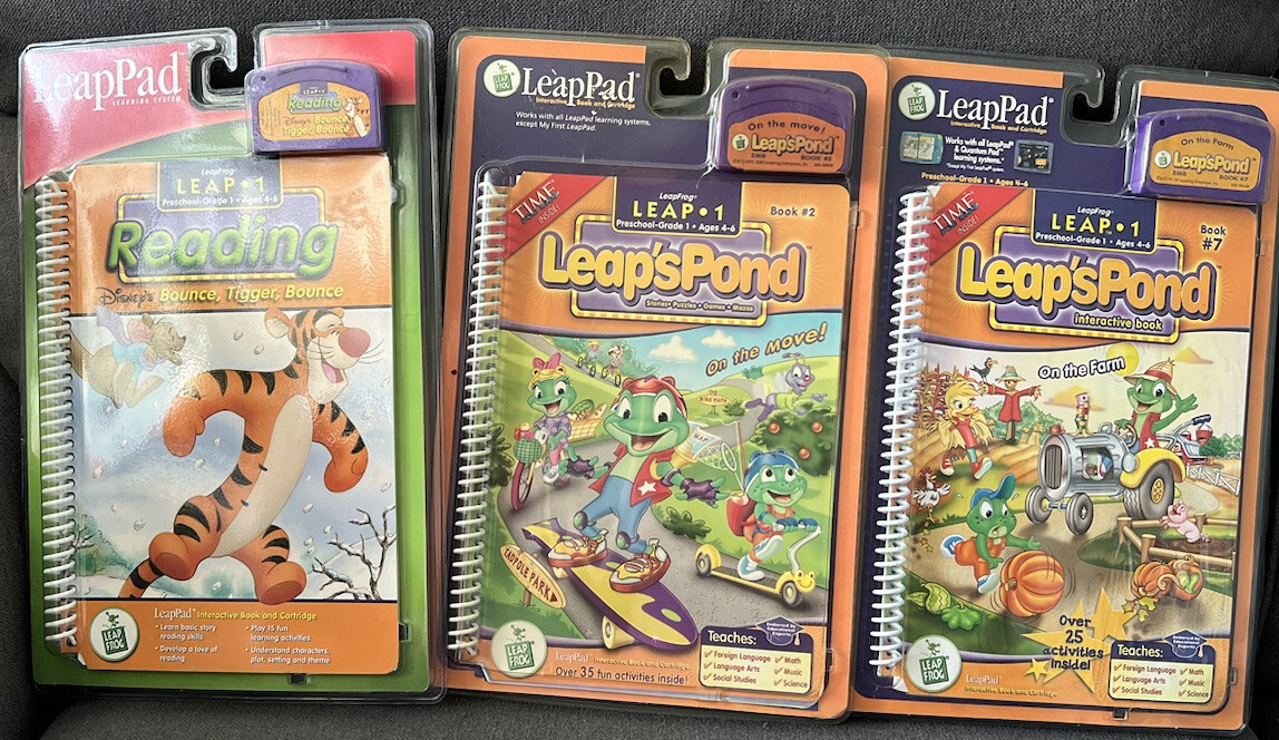 LeapFrog Leap 1 Lot Of 3 Bounce Tigger Bounce/On The Move/On The Farm(3) NEW
