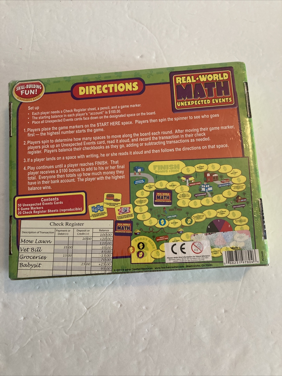 Teacher Created Resources Real World Math Unexpected Events Game Ages 8 and Up