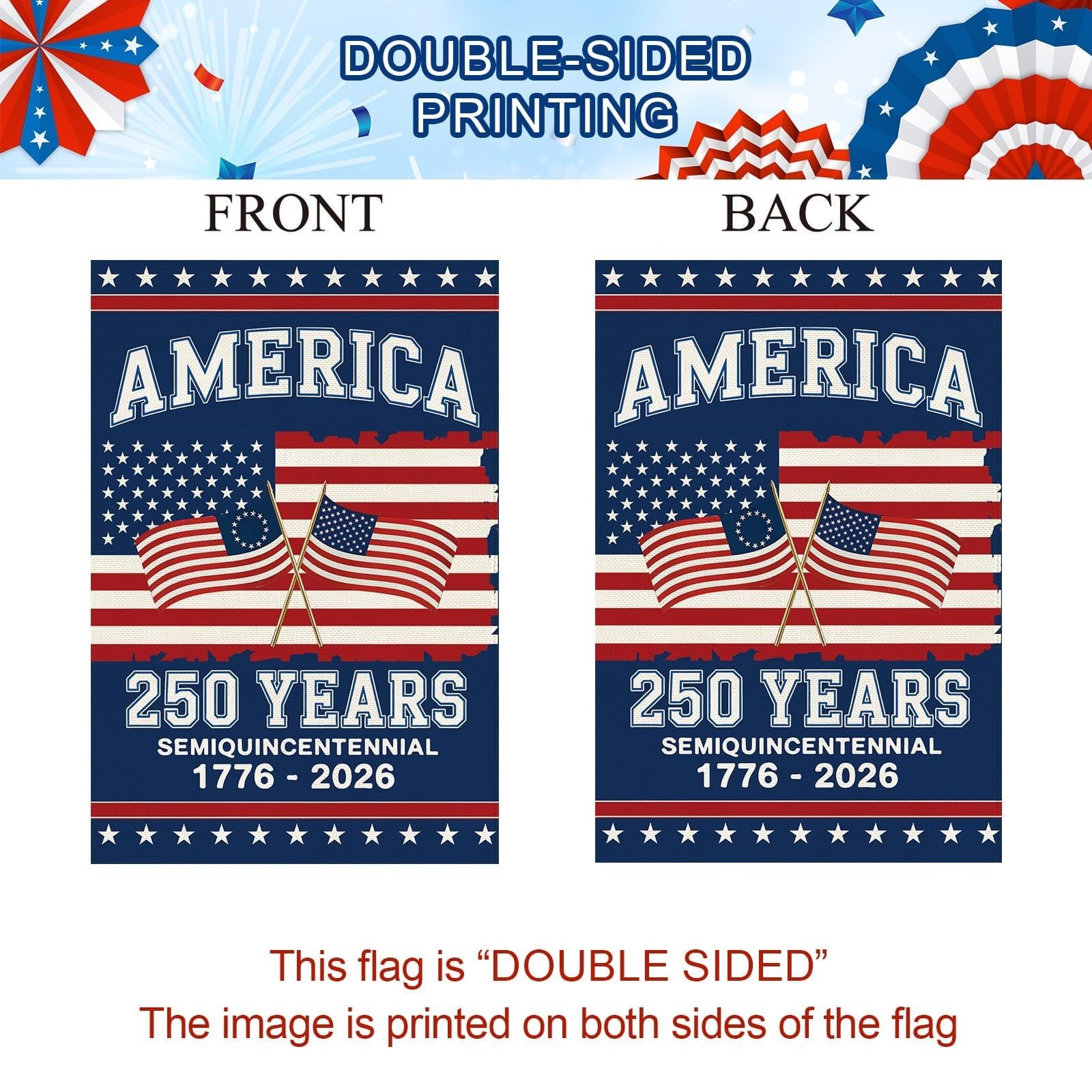 Baccessor 250th Anniversary America House Flag 28×40 Inch Double Sided,250 An…