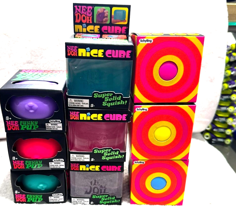 TikTok Schylling NeeDoh~Color Change*Funky Pups*Nice Cube~Bundle of 9