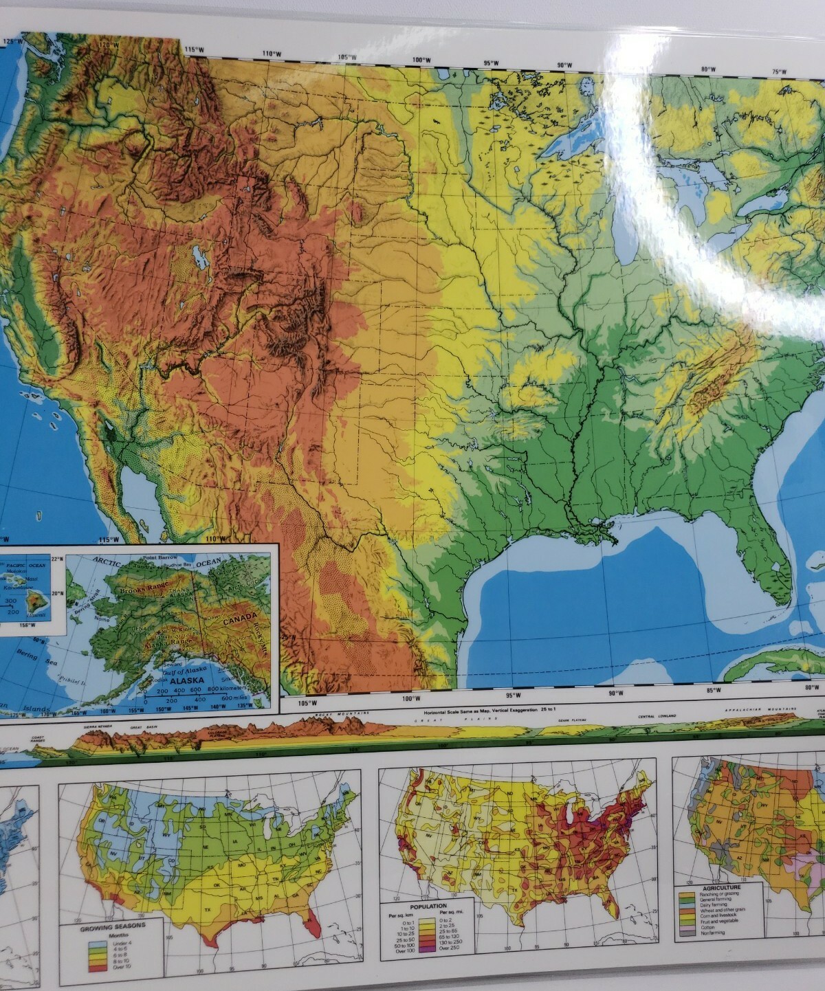 Nystrom Laminated 2 Sided United States Geography Map 22″ X 17″ Homeschool New