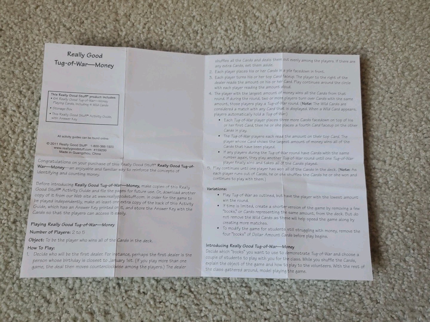 Really Good Stuff Money Tug Of War Game Educational Math Resources Lakeshore