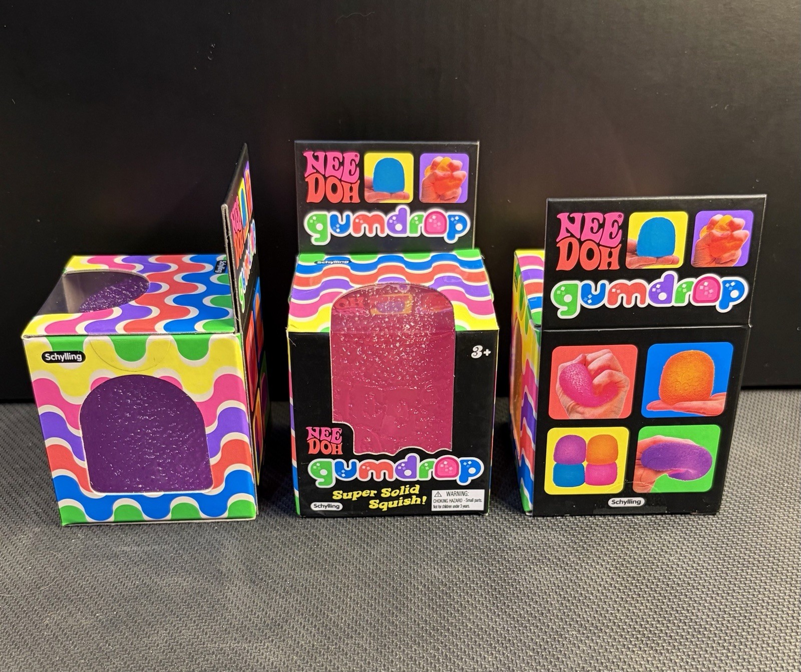 NEE DOH Gumdrop Super Solid Squish New Lot of 3 Purple Orange Pink Authentic