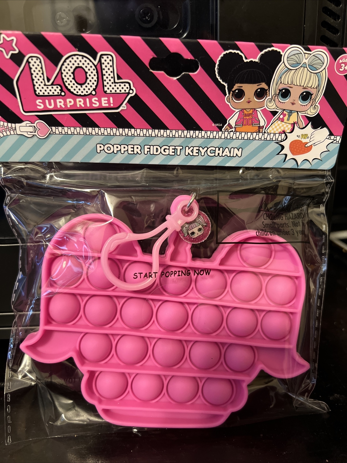 LOL Surprise Pink Popper Fidget Keychain Backpack Clip Sensory Toy NEW SEALED