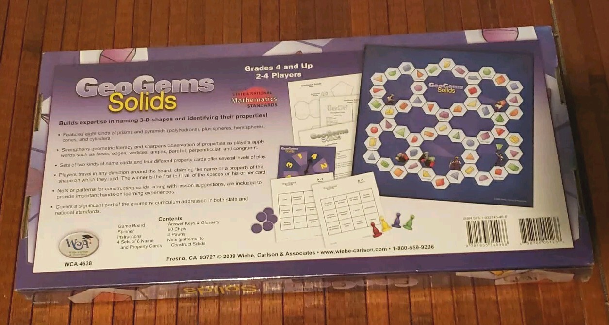 WCA Geogems Solids Math Board Game Learning Educational Grades 4 And Up Geometry