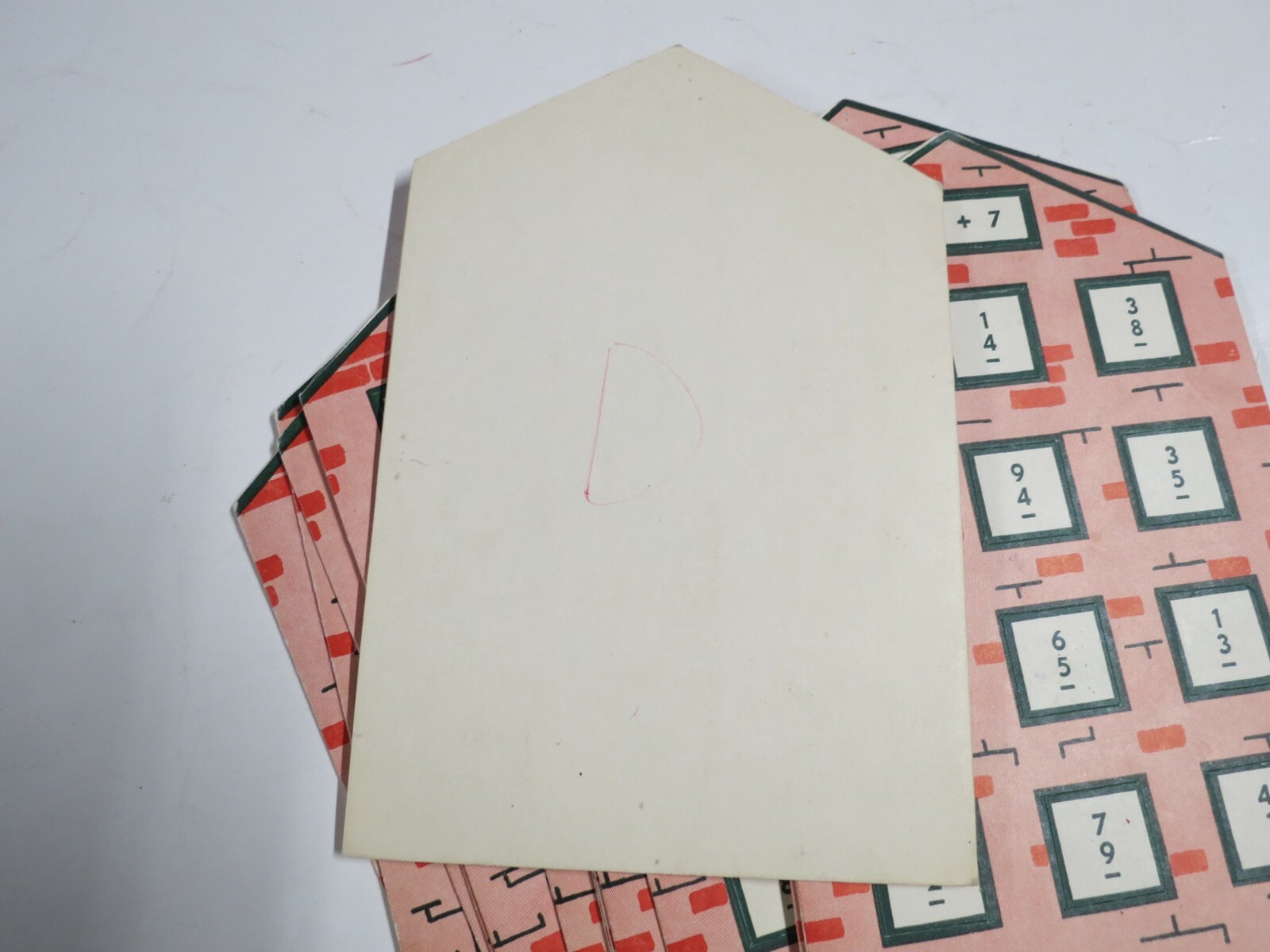 Vintage Set of 15 Math Flash Cards Practice Addition Brick House Building Flaps