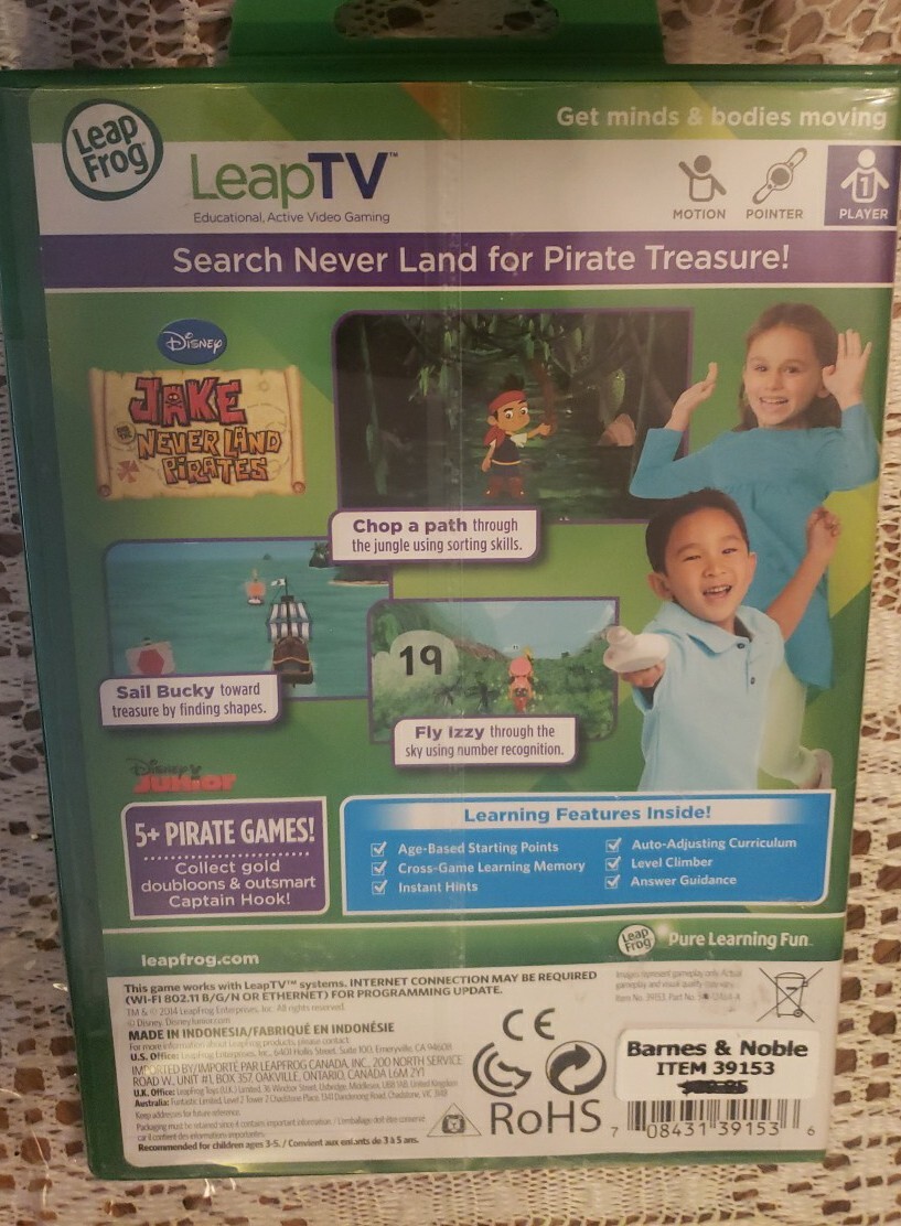 LeapFrog Leap TV Jake & The Never Land Pirates Educational Mathematics 3-5*New