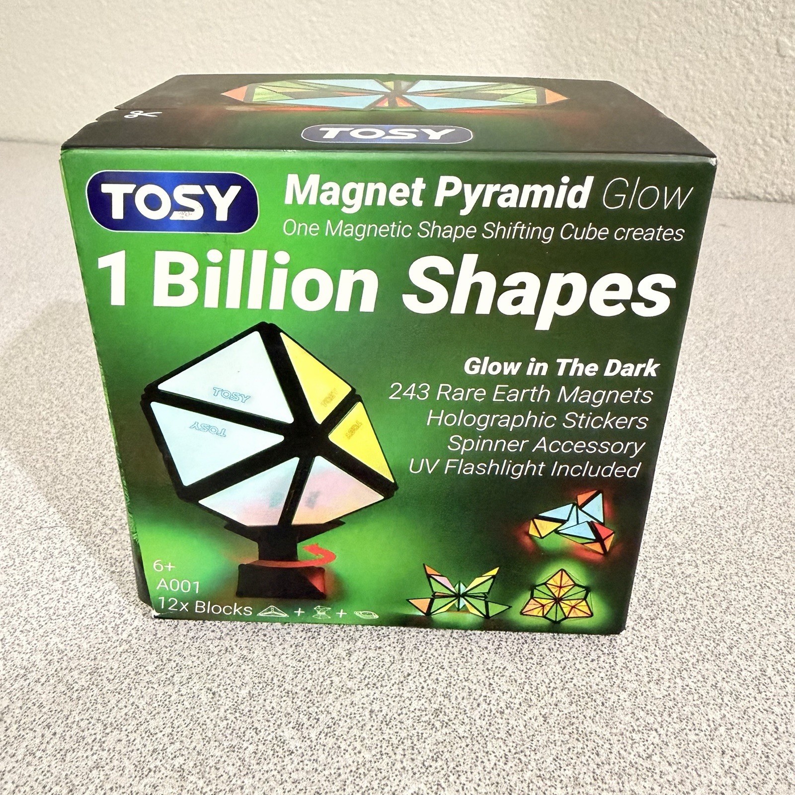 TOSY Magnet Pyramid Glow 1 Cube Transforms 1 Billion Shapes UV Butterfly Puzzle!