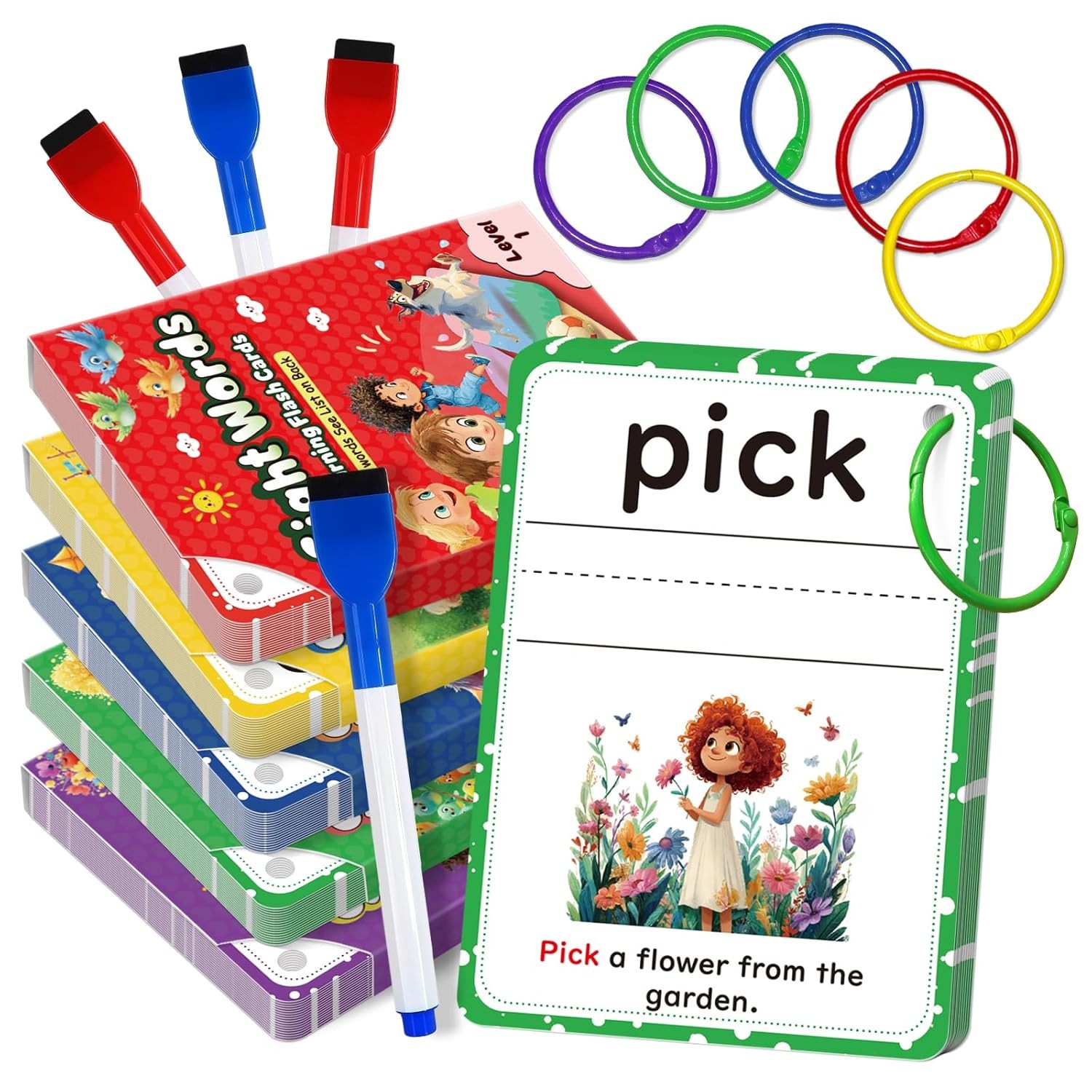 Dolch Sight Words Flash Cards for Kids Ages 4-8 Kindergarten Learning Tool Set