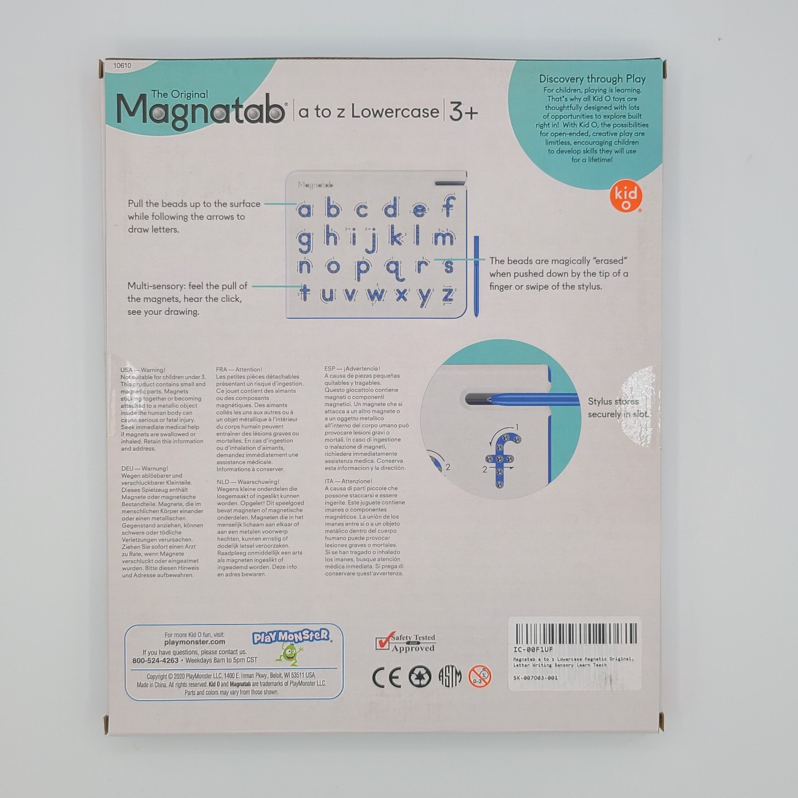 Kid O Original Magnatab A to Z Lowercase Alphabet Magnetic Tracing Toy NEW