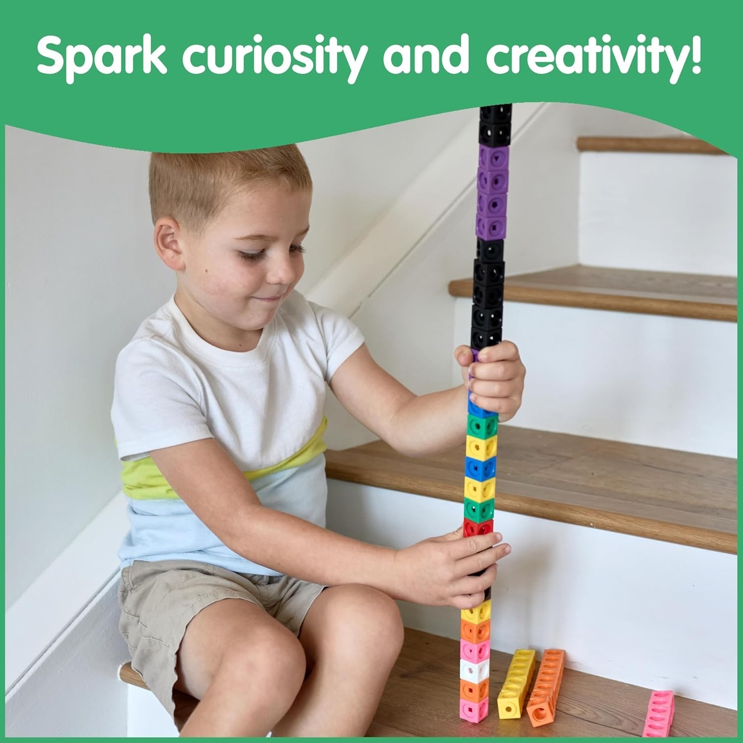 Math Cubes Set of 100 Counting Blocks for Preschool Kids Shapes Colors