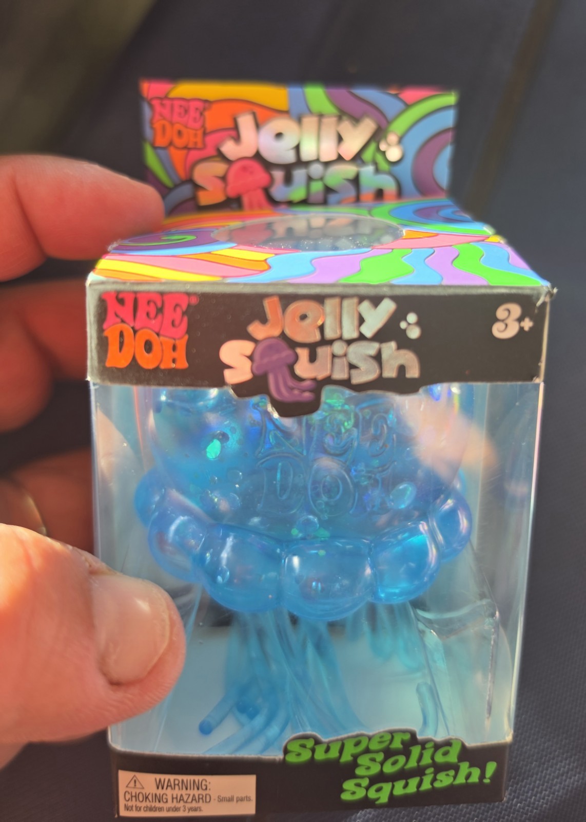 Nee Doh Blue Jellyfish Super Solid Squish Jelly Squish Squeeze Toy 25315NAB