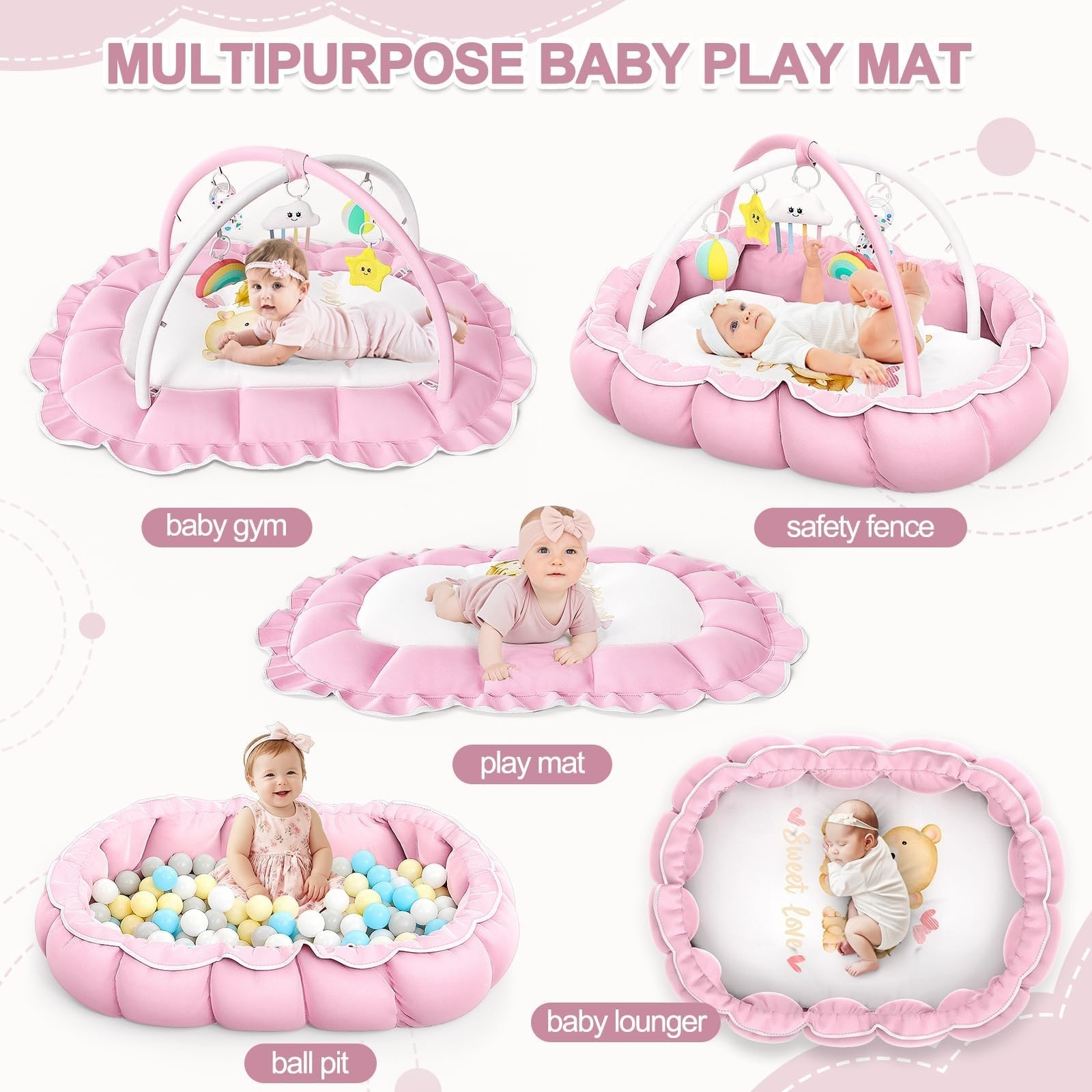 OCATO Car Toys for 1 Year Old Boy Gifts and Baby Gril Play Mat Gym with 5 Sen…
