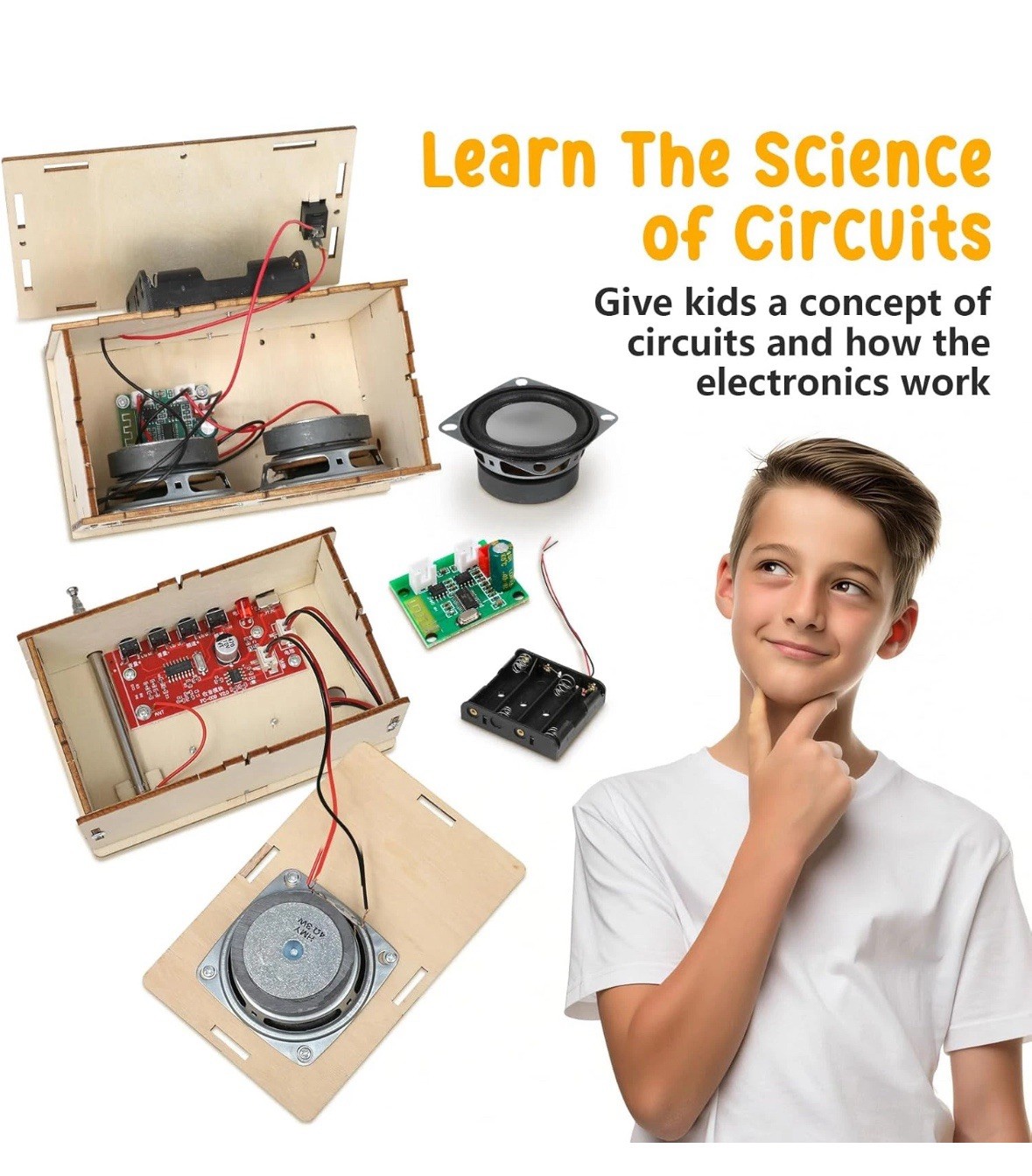 STEM Projects Science Kit for Boys 8-14, DIY Bluetooth Speaker & FM Radio