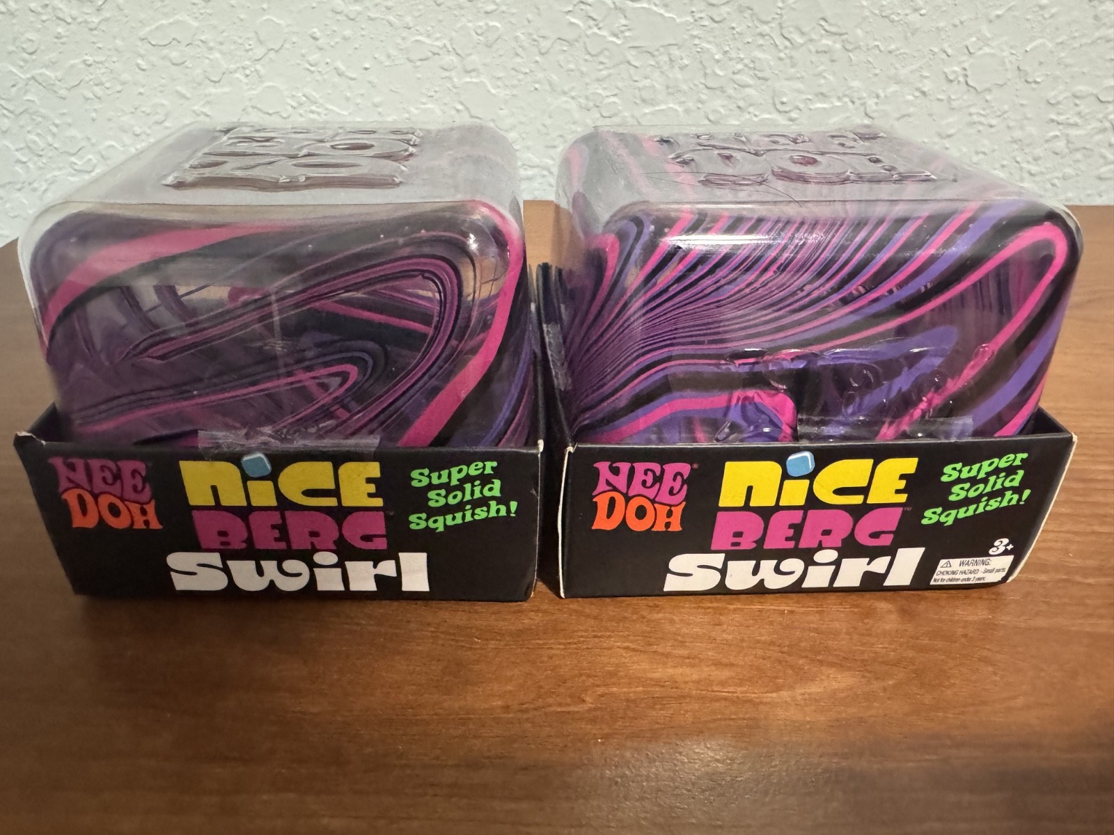 Nee Doh Nice Berg Swirl Super Solid Squish PINK/BLACK/PURPLE