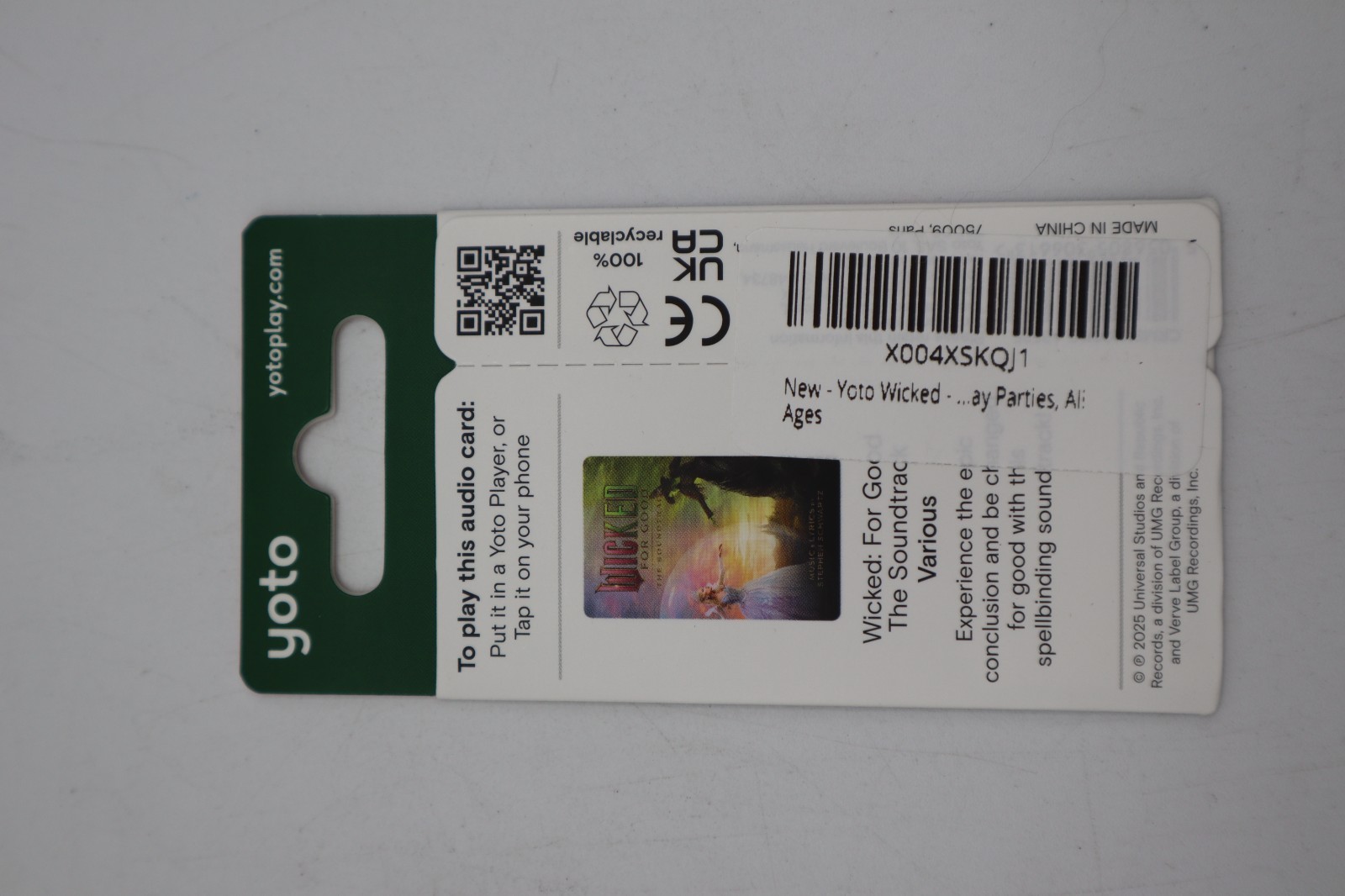 Yoto Wicked For Good Kids Audio Card for Use with yoto Player or on your phone!