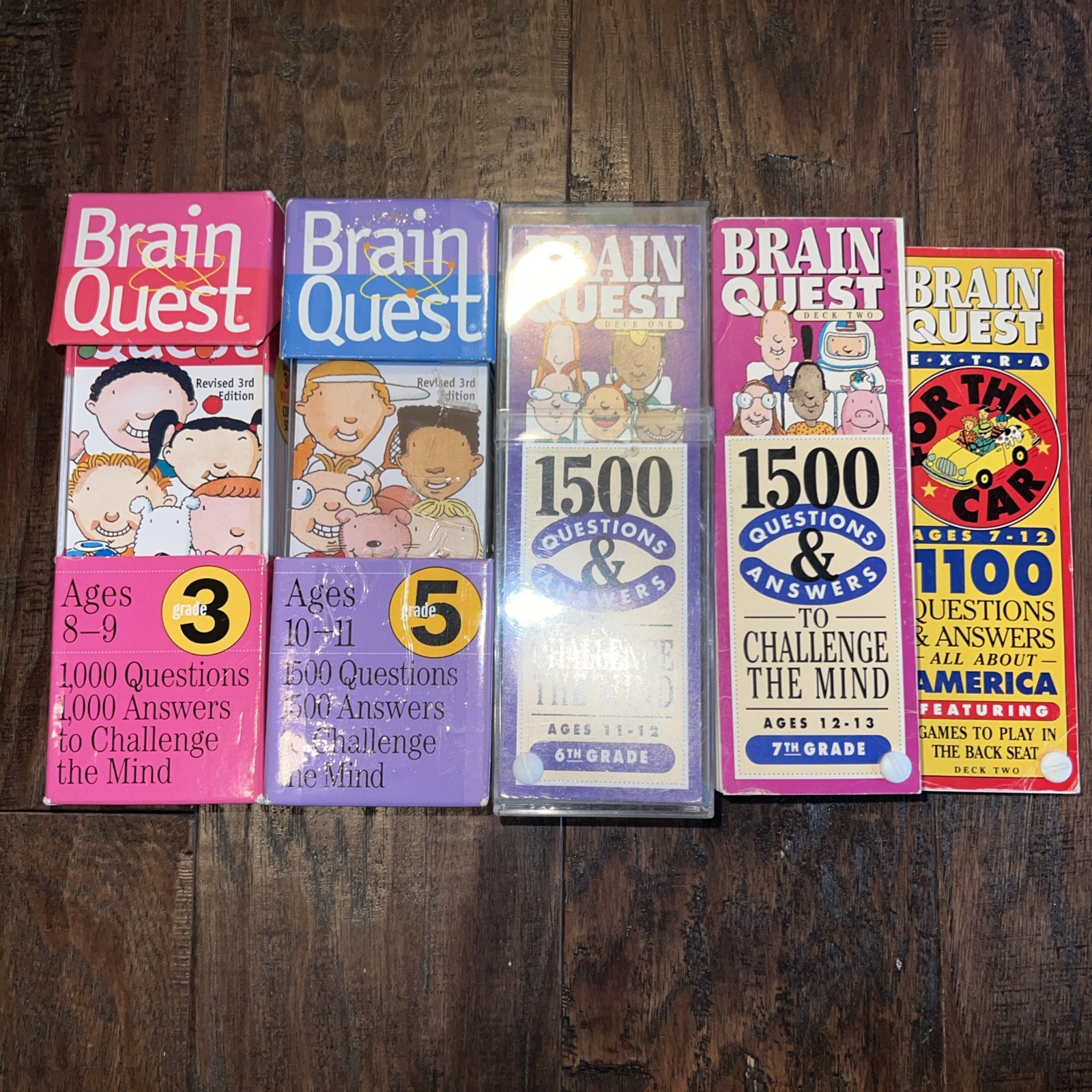 Vintage Lot Of 10 Brain Quest Learn Q & A Cards – Grades 3, 5, 6 , 7 (Ages 8-13)