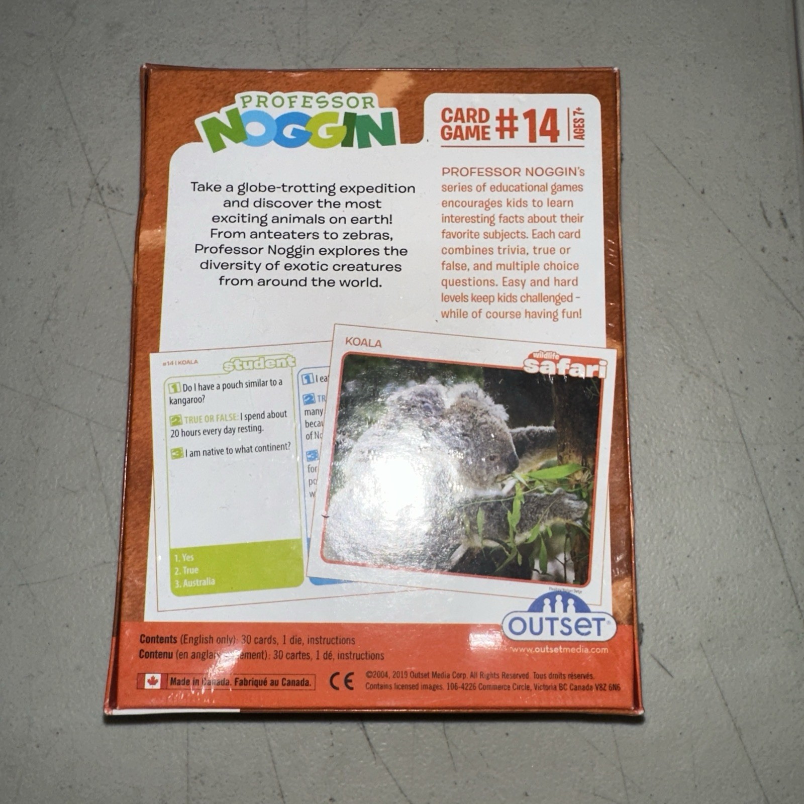 Professor Noggin Wildlife Safari Card Game #14 Outset 2019 New Sealed