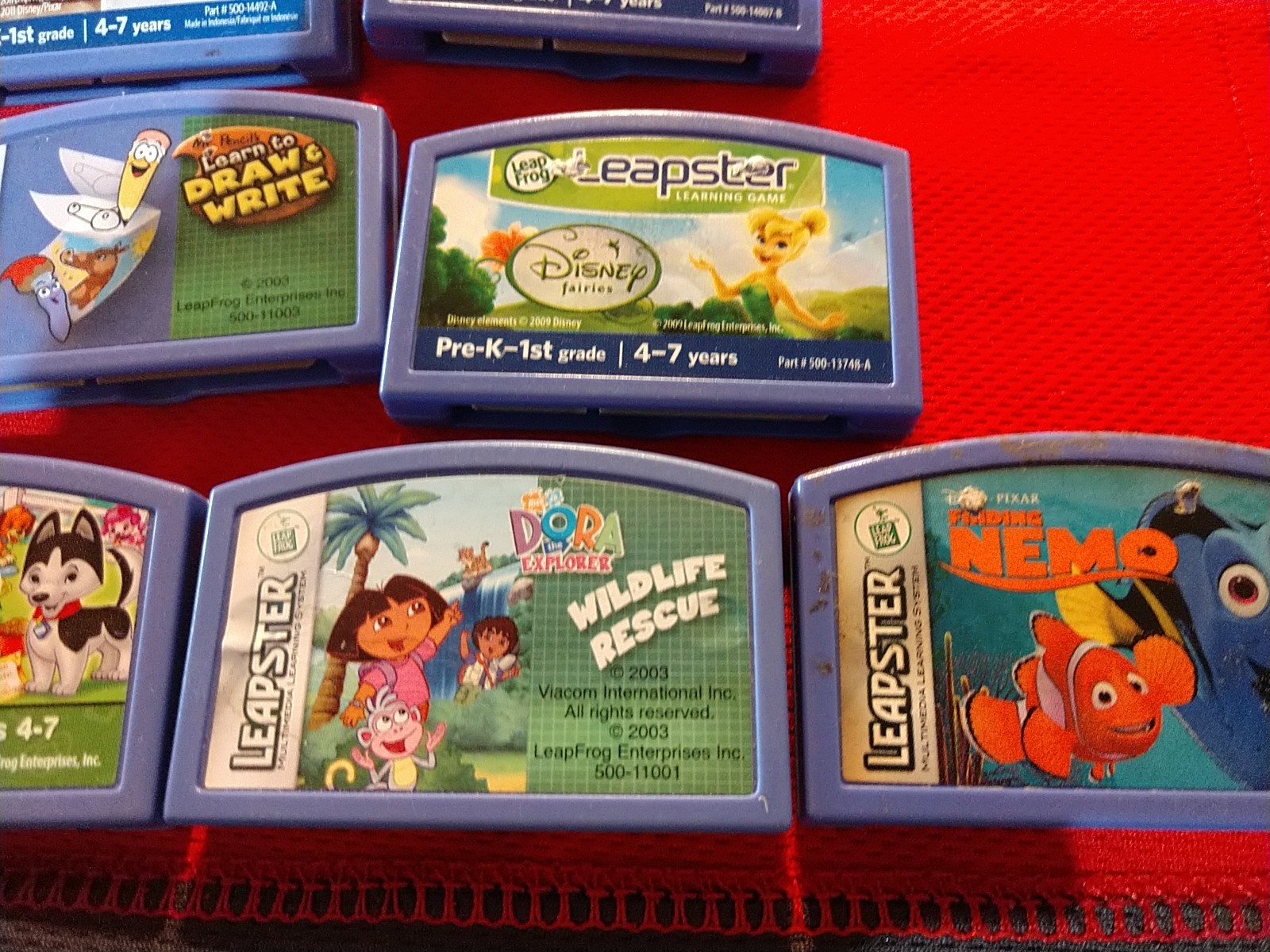 Lot of 10 LeapFrog Leapster Assorted Learning Game Cartridges – Ages 4-8+