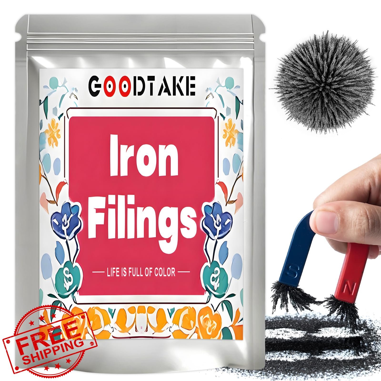 GOODTAKE 16oz Iron Filings Powder, Magnetic Sand for Science Experiments