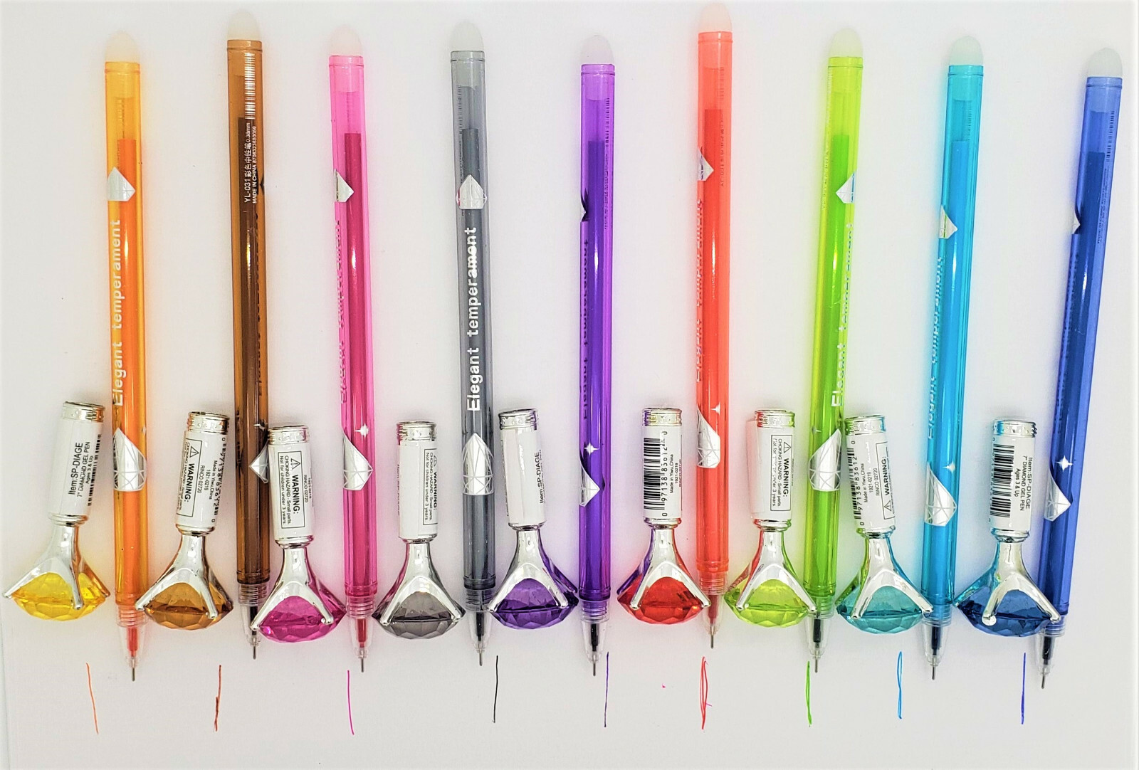 Diamond Shaped Ink Gel Pen (24 Pack) 7″. Multi Color Inks