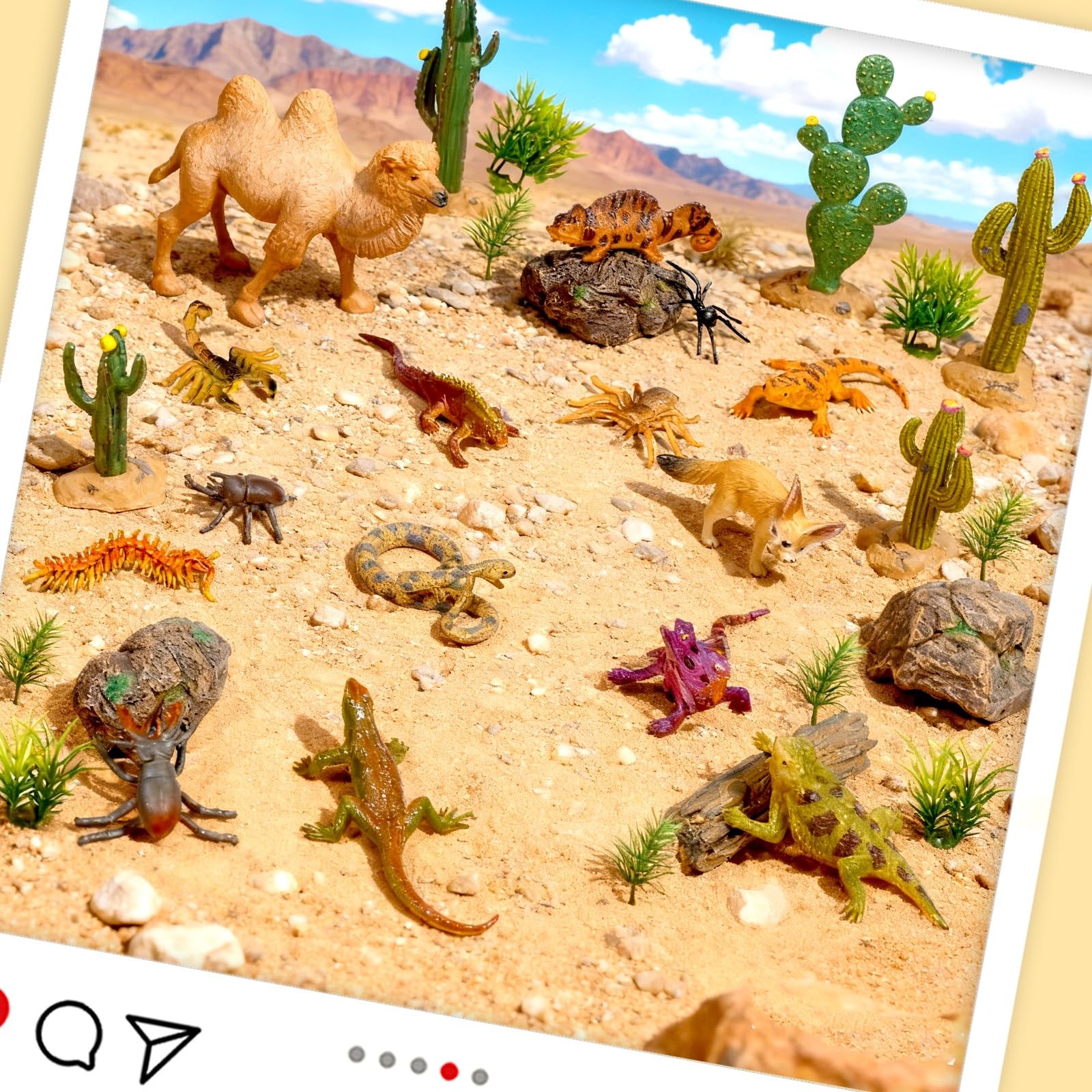 34 Pcs Desert Animals Figurines Set Model Trees Kit Desert Diorama Supplies A…