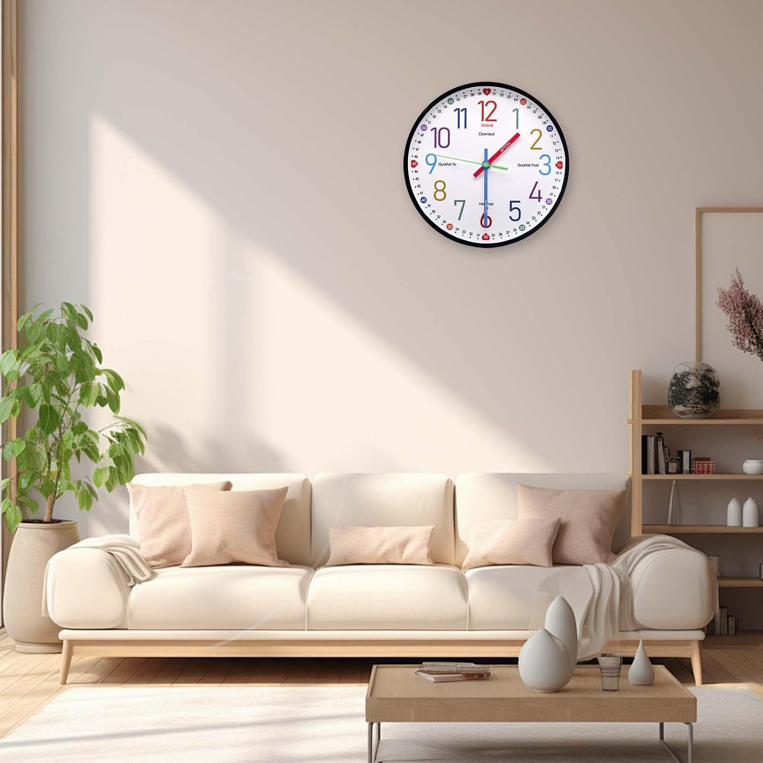 Learning Clock for Kids, 10” Silent Non-Ticking Teaching to Tell Time Colorful