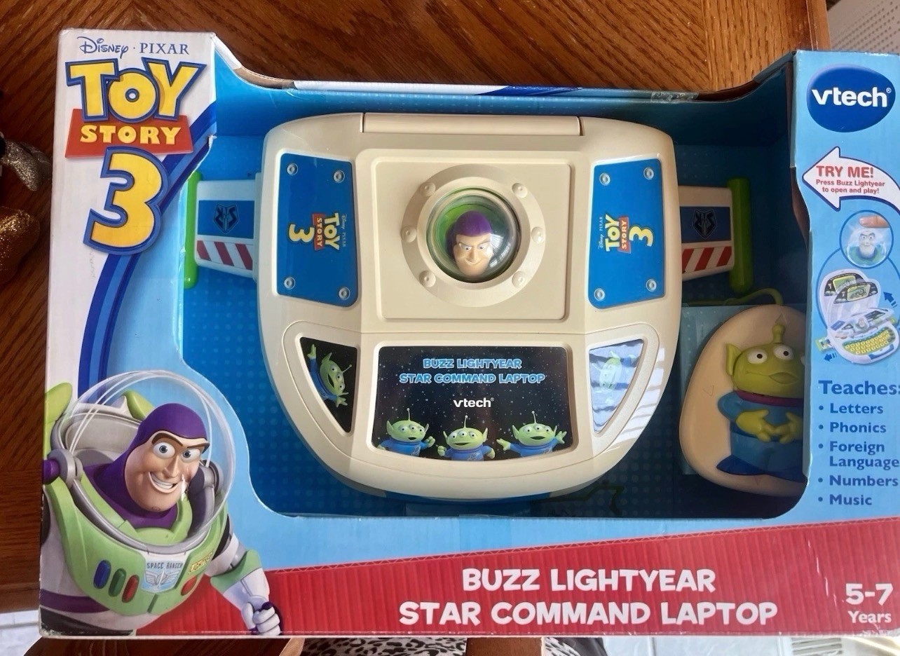 Vtg VTech Disney Toy Story 3 Buzz Lightyear Star Command Laptop Works