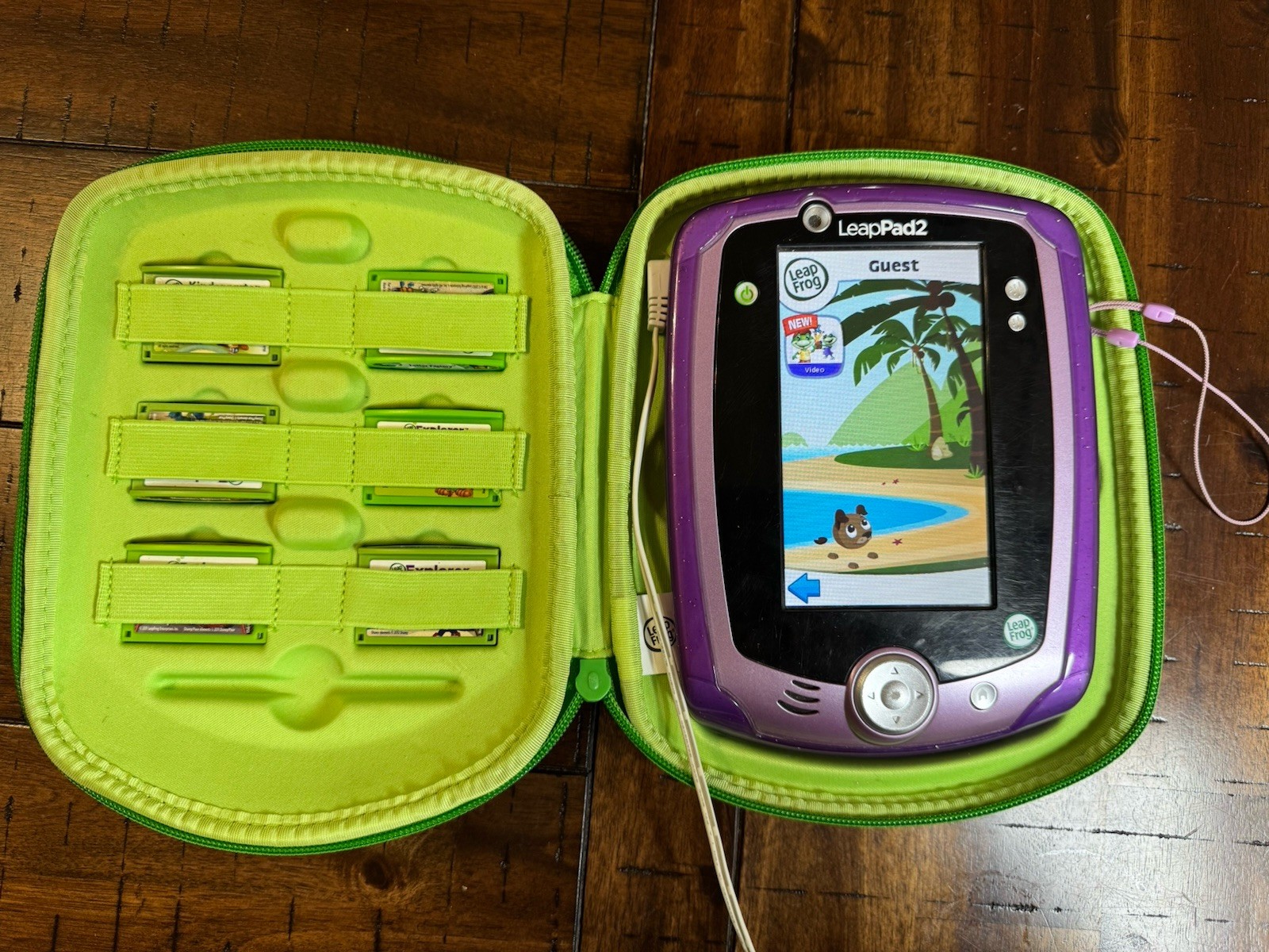 LeapFrog LeapPad 2 Learning Tablet 6 Games Case Stylus Gel Skin Bundle TESTED