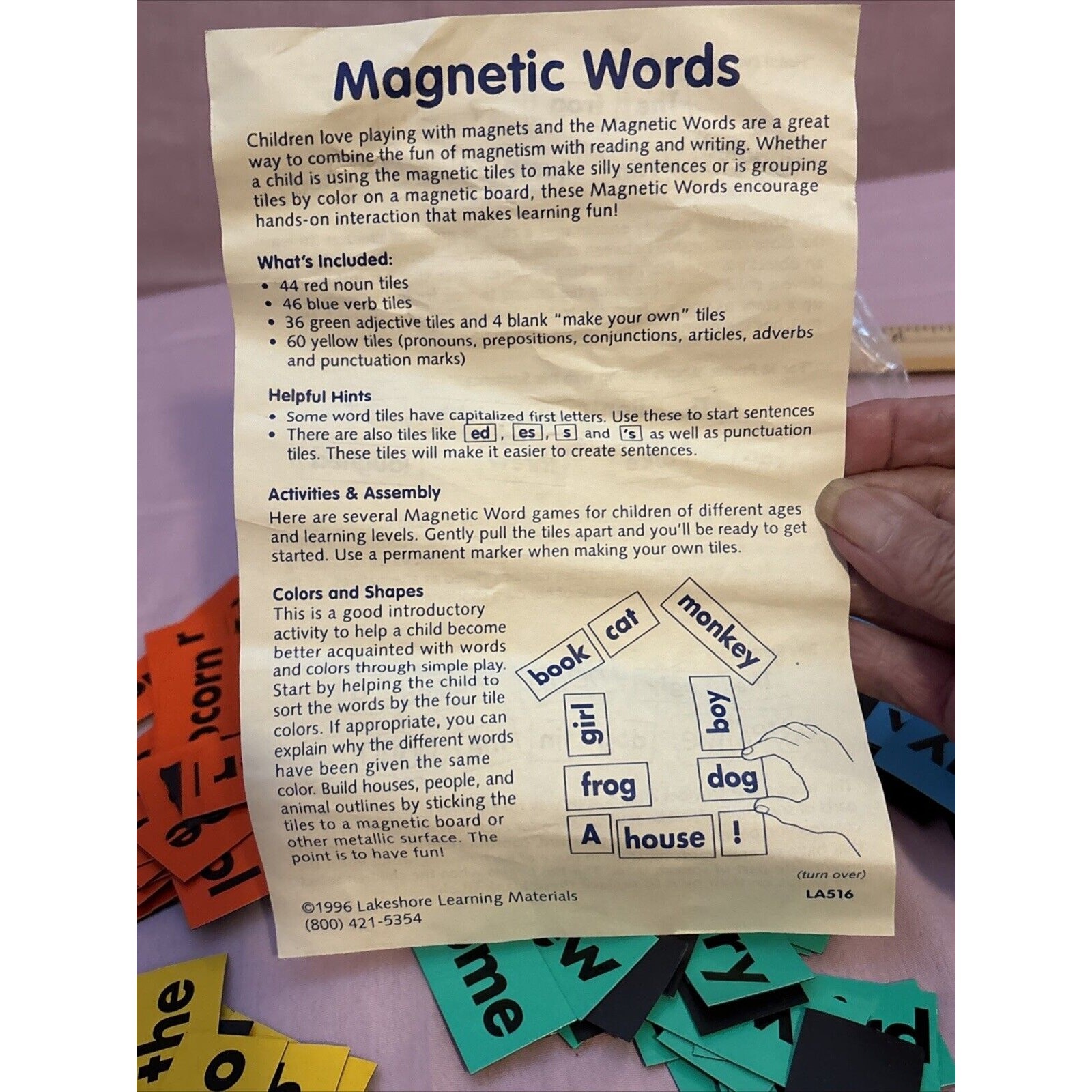 1996 Lakeshore Magnetic Words Learning Materials Blue Green Red Yellow