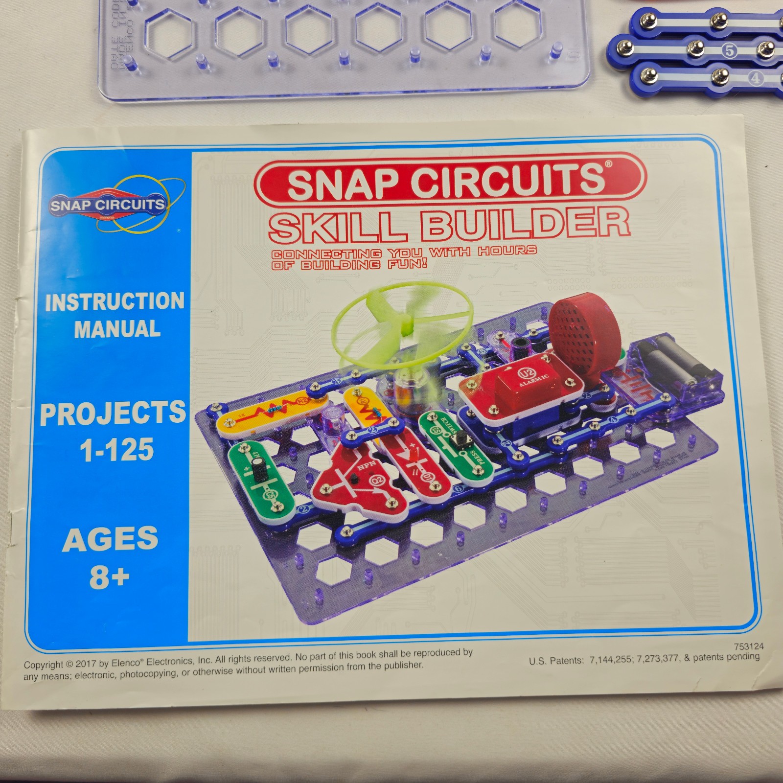 Snap Circuits Skill Builder Electronics Kit 125 Manual Incl, No Box 95% Complete