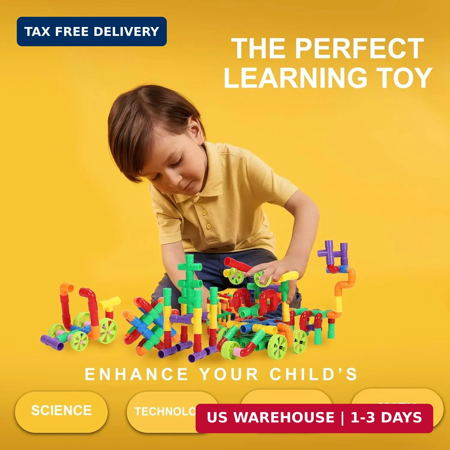 STEM Building Blocks Toy for Kids, Educational Toddlers Preschool Brain Toy Kit,