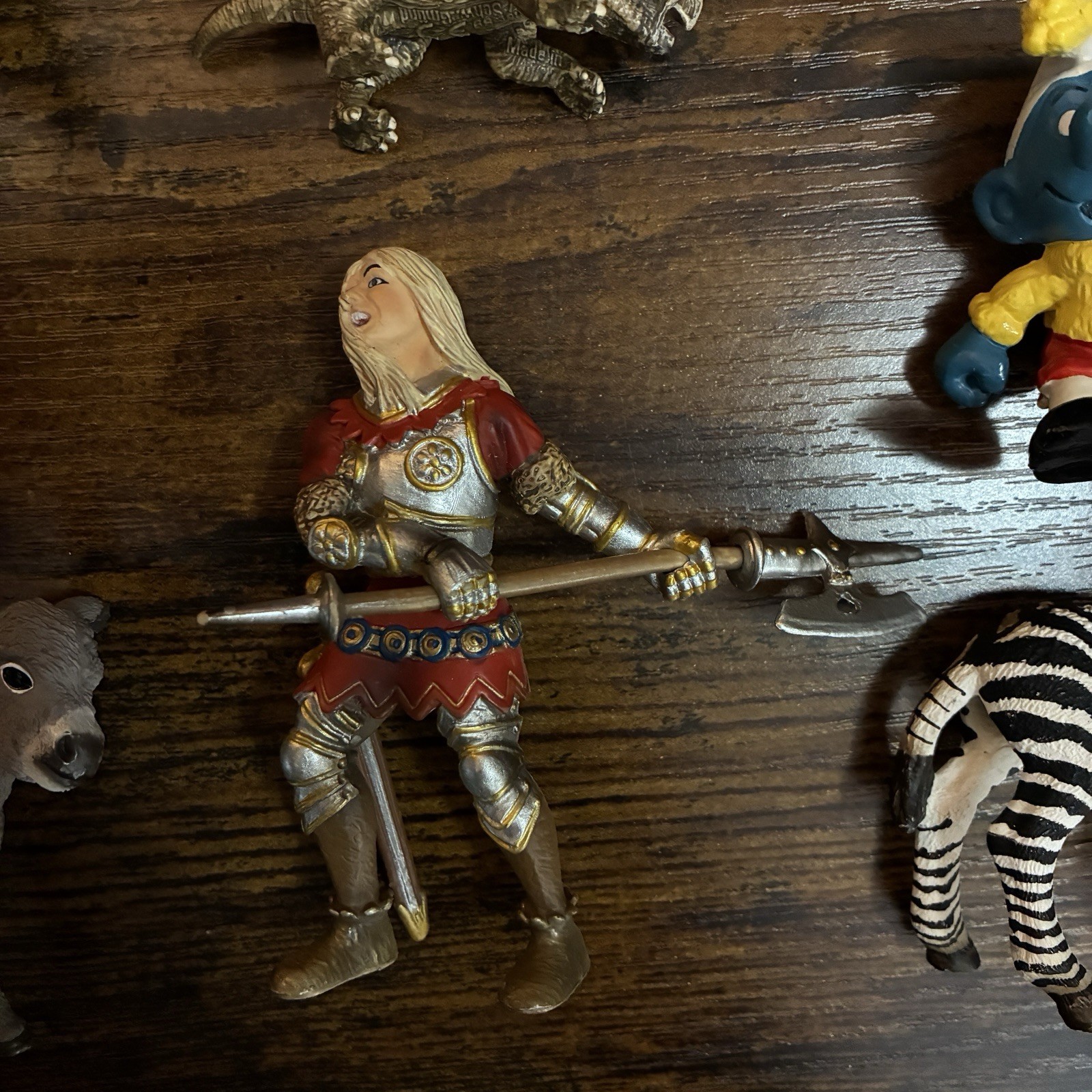 Schleich Figure Lot Animals Knight Dinosaurs Smurfs 1978 2012 Horse Saddle Zebra