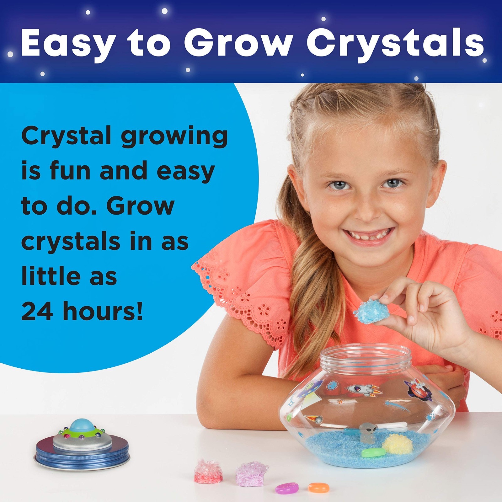 DIY Crystal Space Terrarium Kit – STEM Science Project for Kids 6+ – Fun Crystal