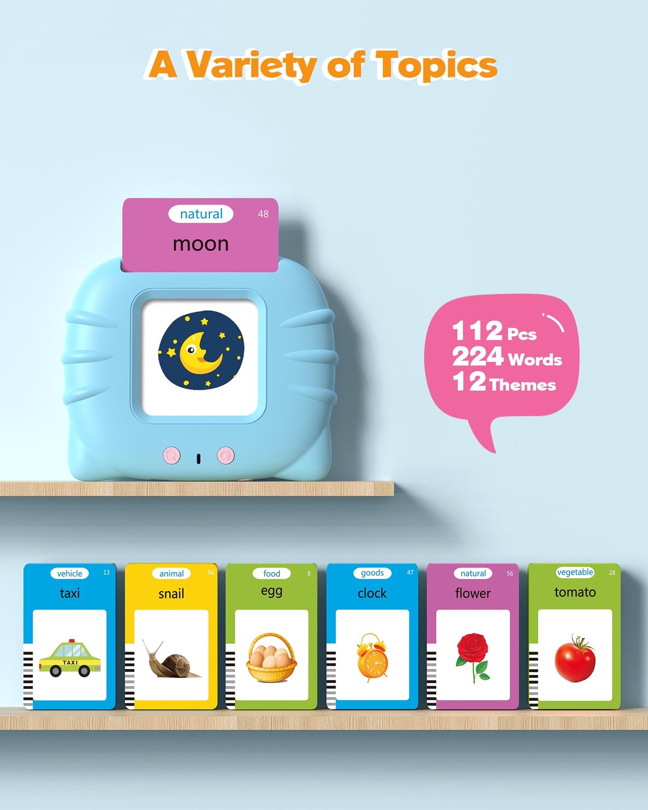Airbition Talking Flash Cards for Toddlers 1 2 3 4 Year Olds, Montessori Languag