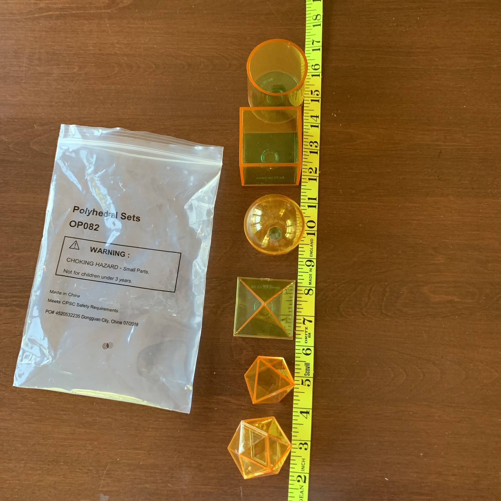 3D Geometric Shapes Transparent Geosolid Math Geometry Shapes Home School 6 Set