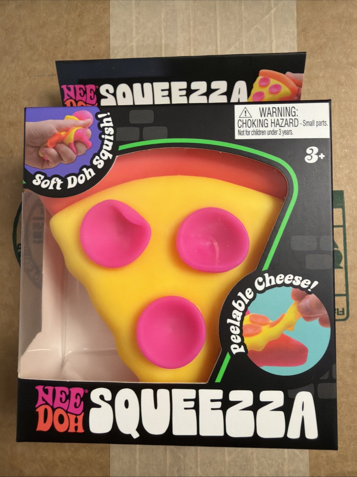 Nee Doh Squeeza Soft Doh Squish Pizza Slice Tactile Squeeze Toy, 3+, Yellow