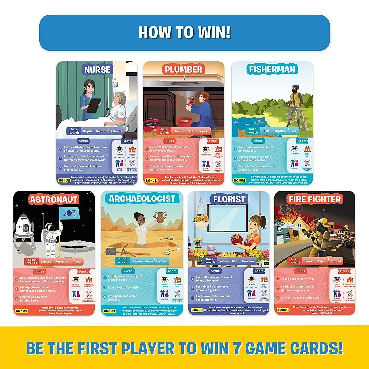 Guess in 10 Inspiring Professions Card Game for Ages 6+ Years and Up