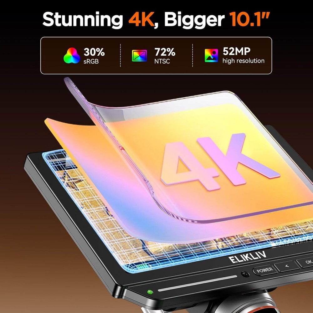 Elikliv HDMI Coin Microscope: Built-In Battery, Ring Light, Reveal Tiny Details!