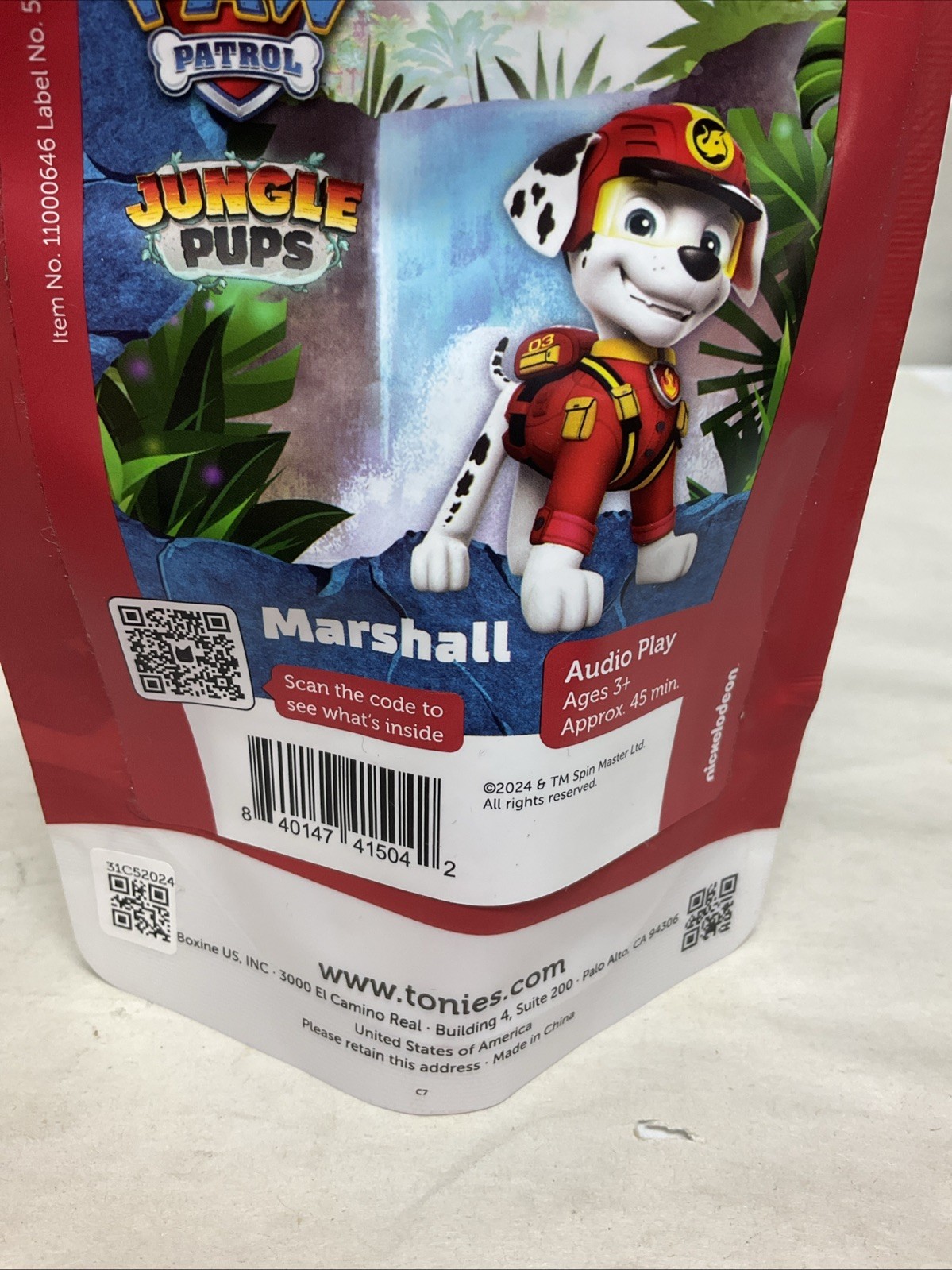 Tonies Paw Patrol Jungle Pups MARSHALL Audiobook Play Figurine- Free S&H