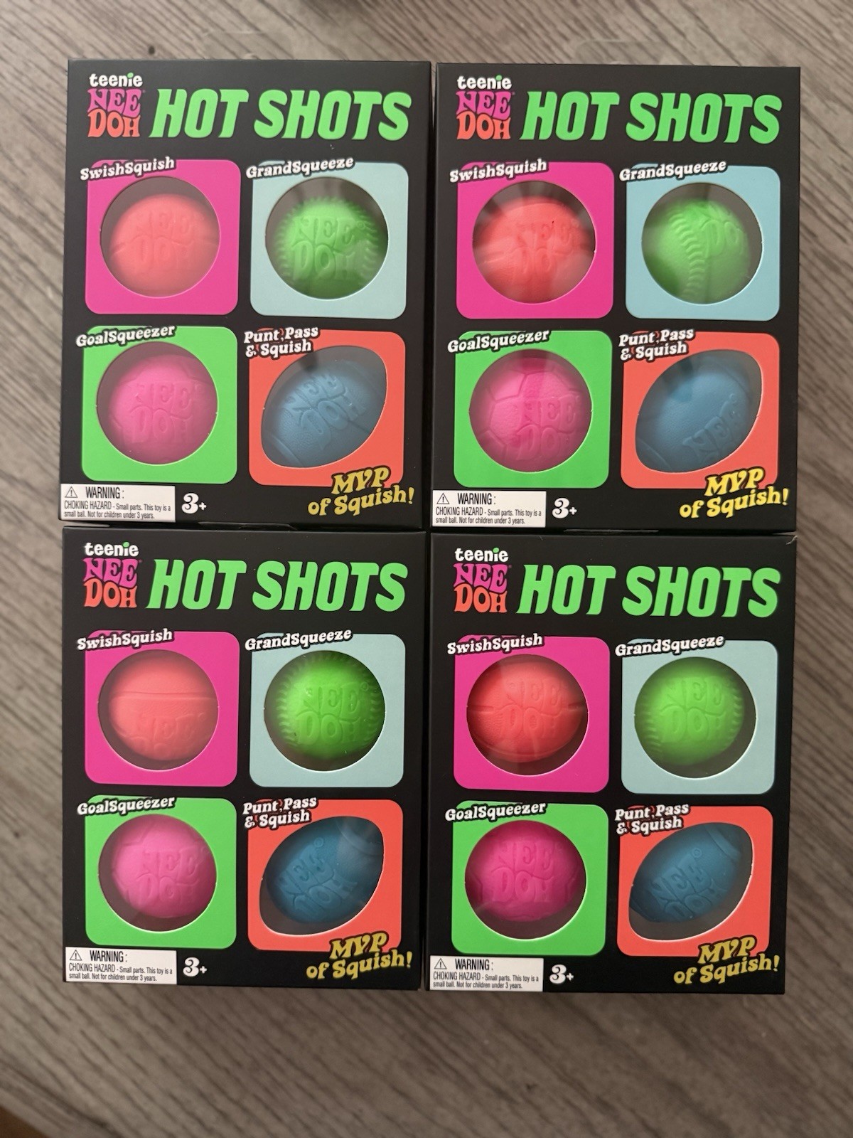 Needoh HOT SHOTS 4 Pack Lot Bundle Schylling Sports Themed New & Sealed RARE!