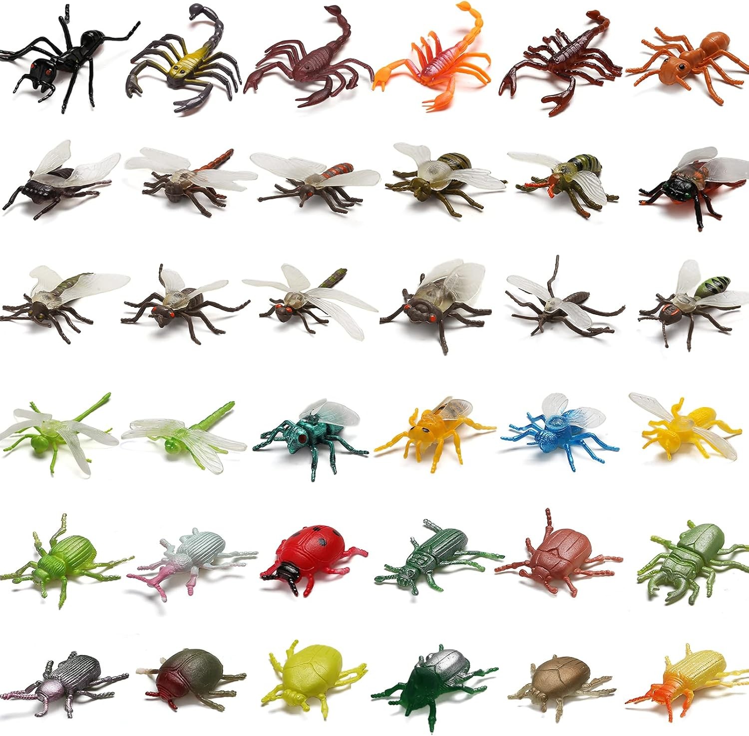73 Pack Plastic Fake Mini Bugs Set, Realistic Insects Toy for Multi_color