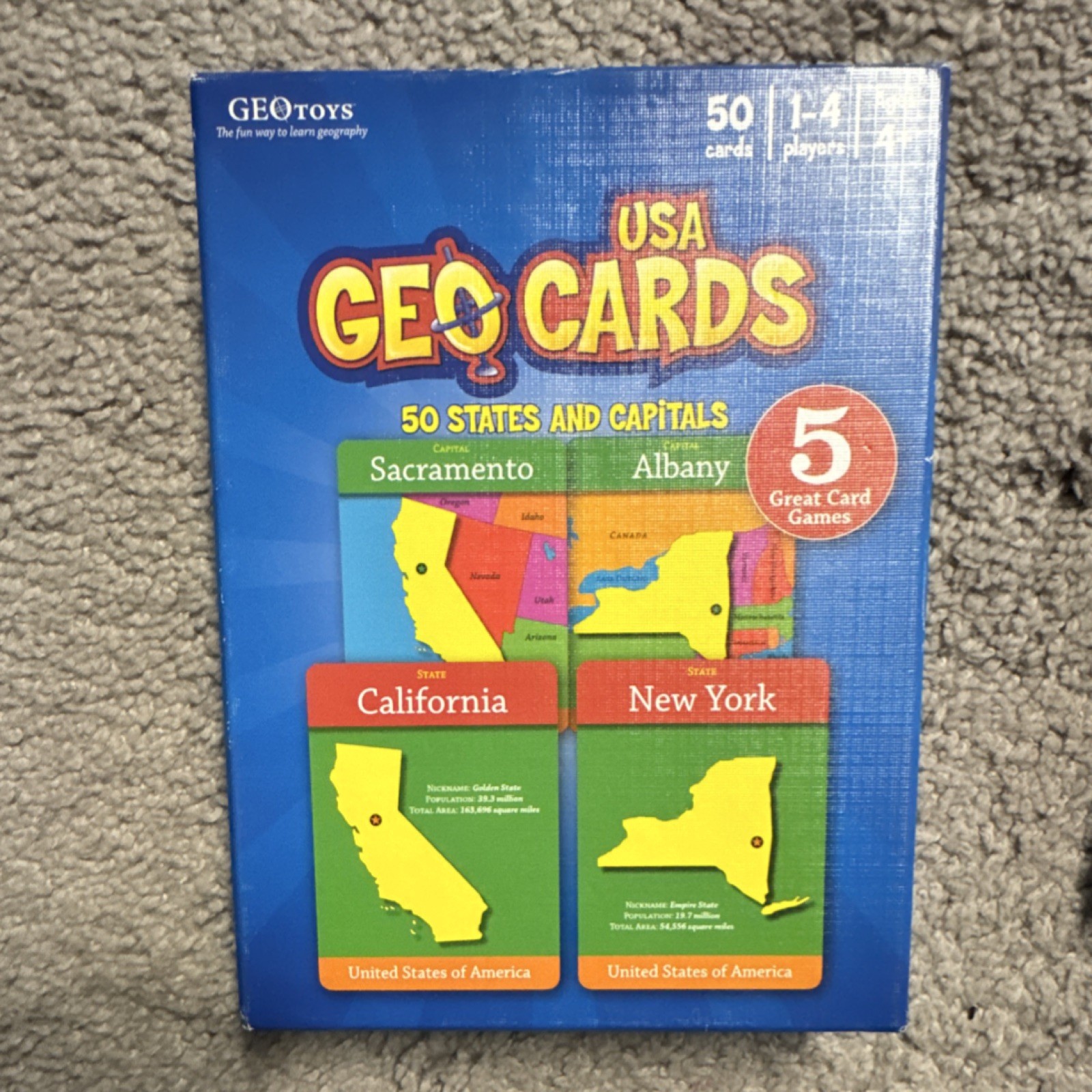 GEOToys University Games USA GeoCards & The USA Card Game 50 States Maps