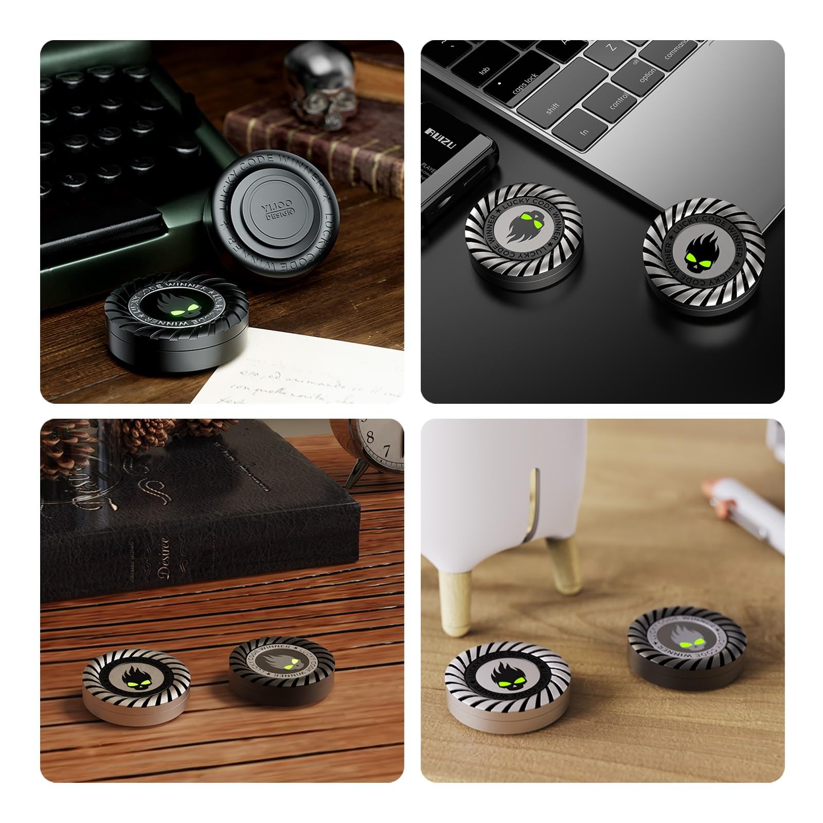 3-in-1 Metal Fidget Spinner – Professional EDC Haptic Slider & Small, Silver
