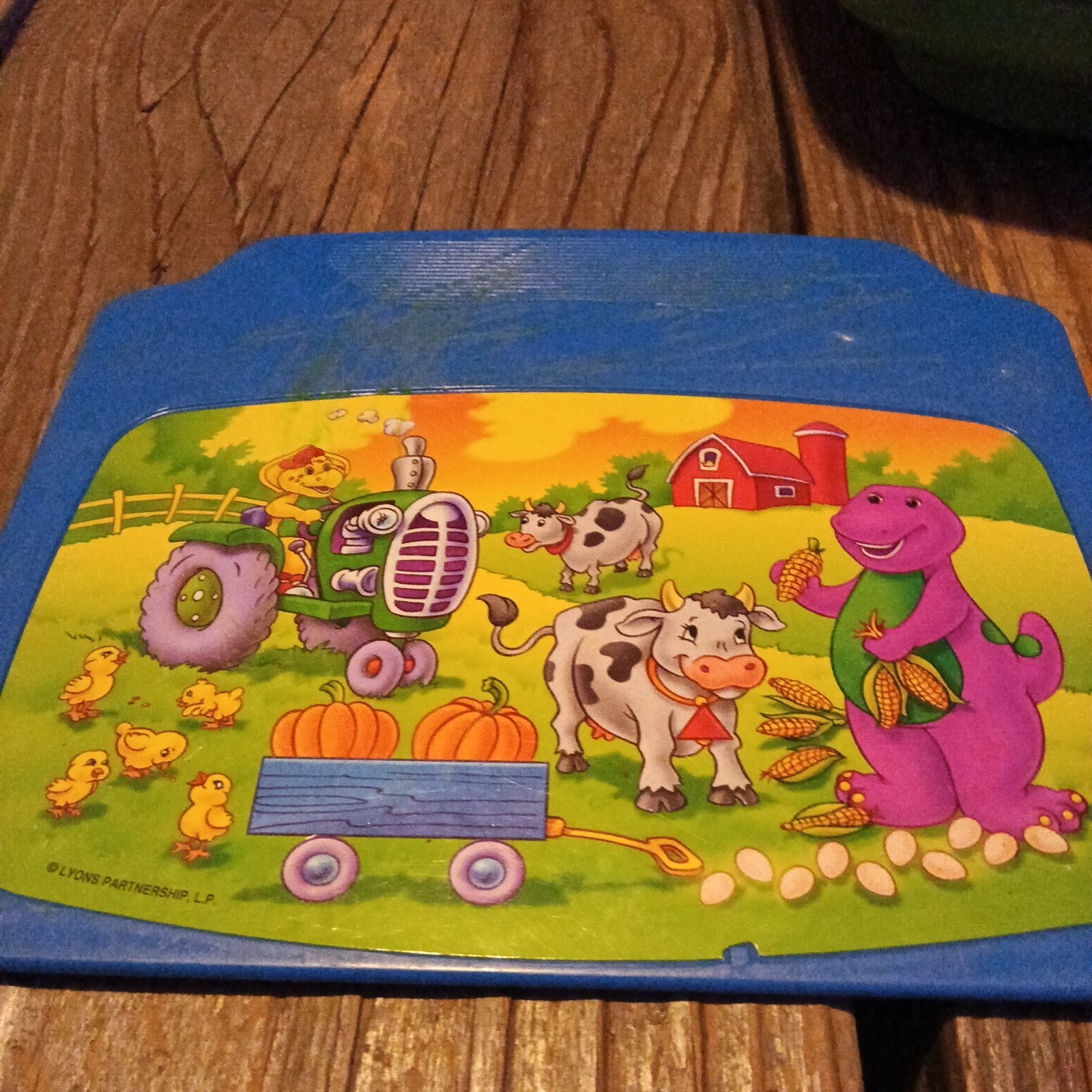 Vintage Barney Purple Dinosaur Interactive Laptop Mattel W/5 cartridges works