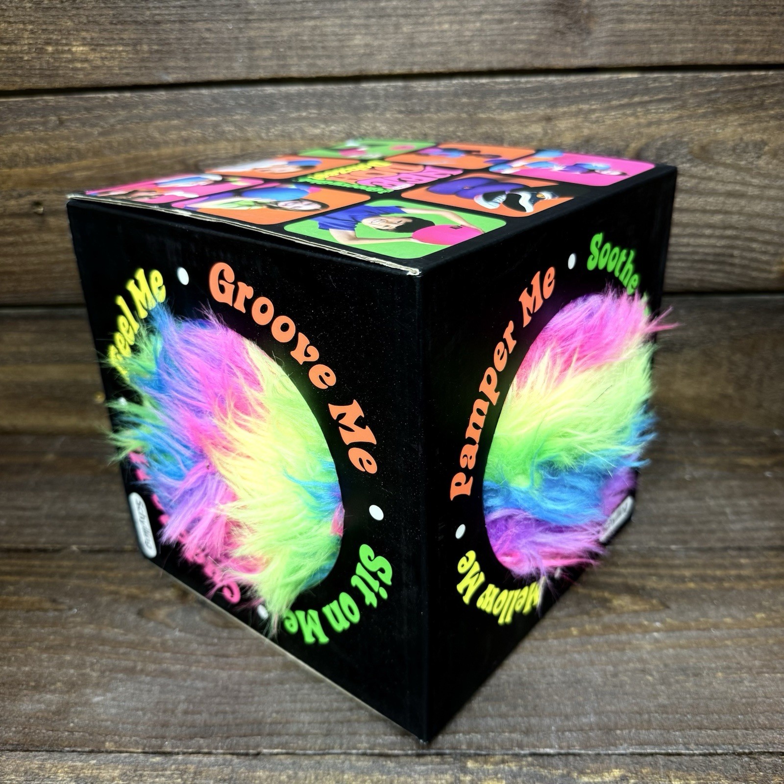 NEW Rare Needoh Dohzee Groovy Glob 7.5″ Furry Ball Pillow Rainbow Plush IN BOX
